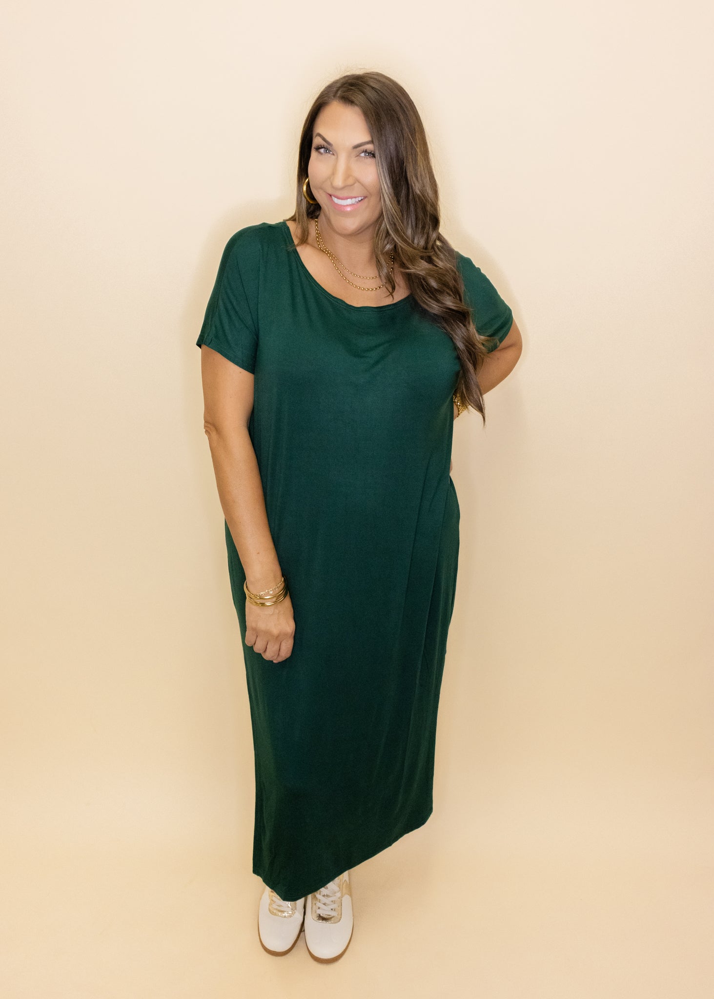 Hunter Green Slit Midi Dress