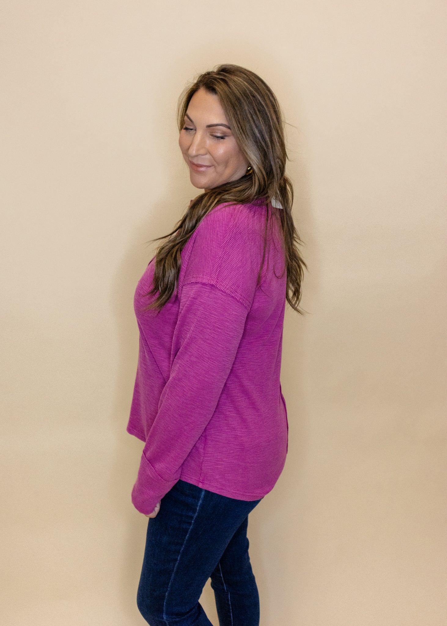 Pink Casual V-Neck Top