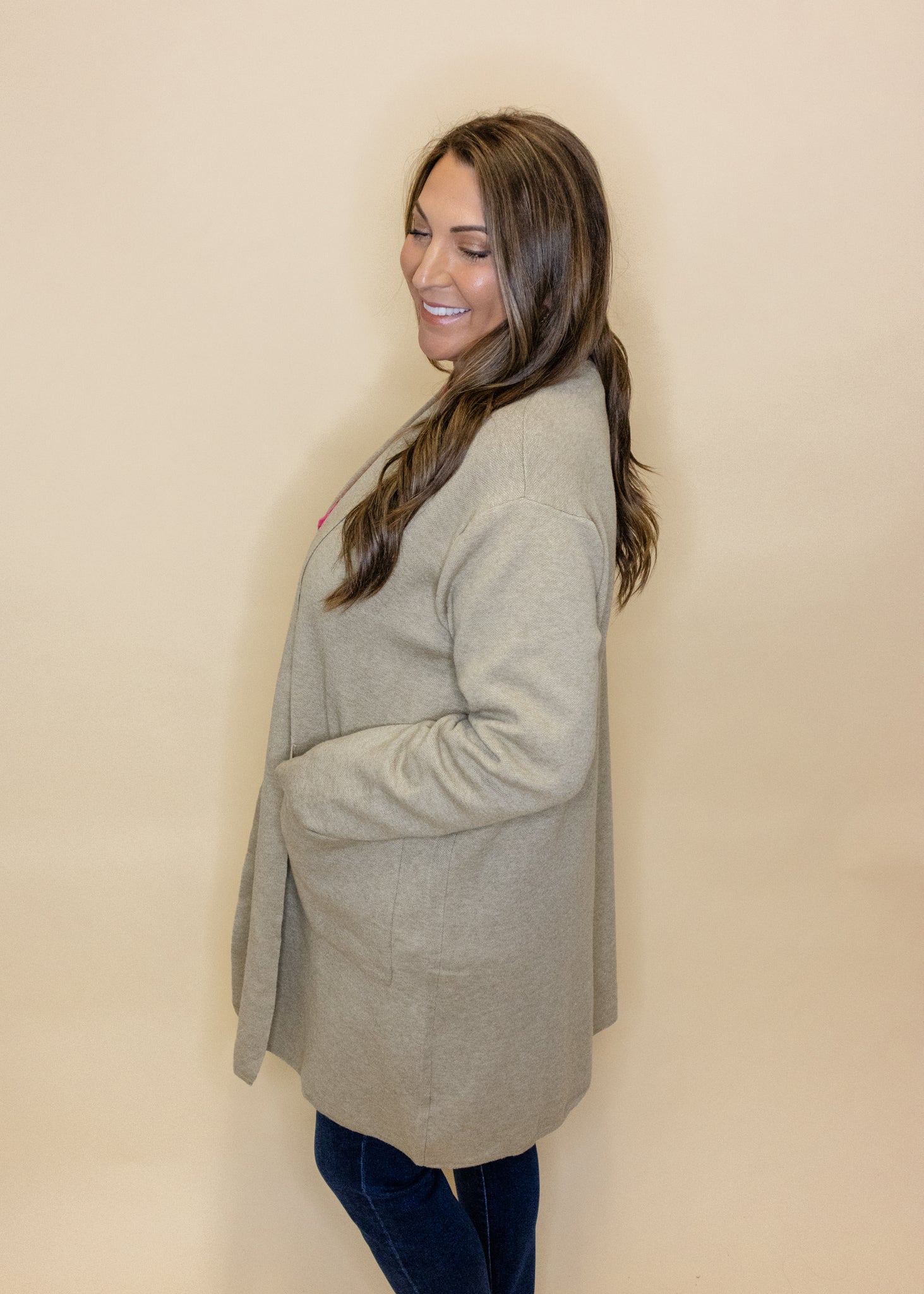 Oatmeal Pocket Long Cardigan