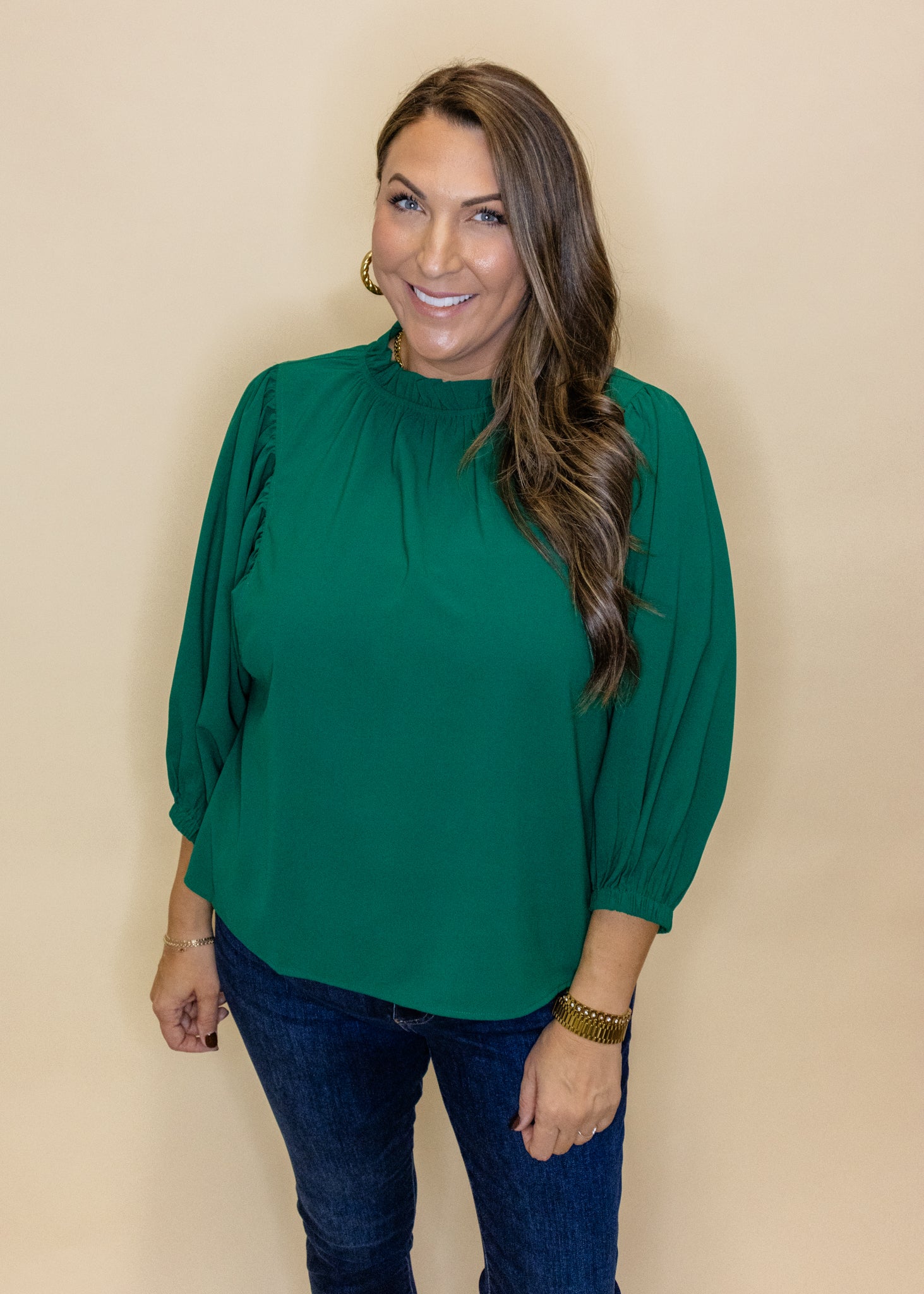 Hunter Green High Neck Top