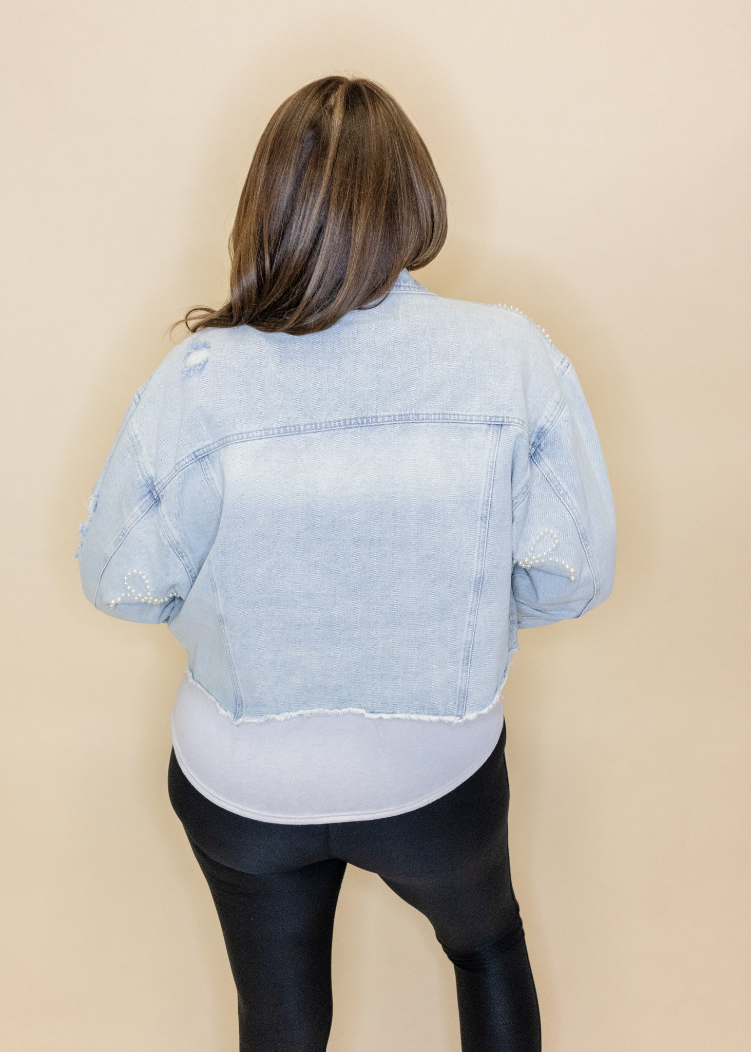 Pearl Bow Denim Jacket