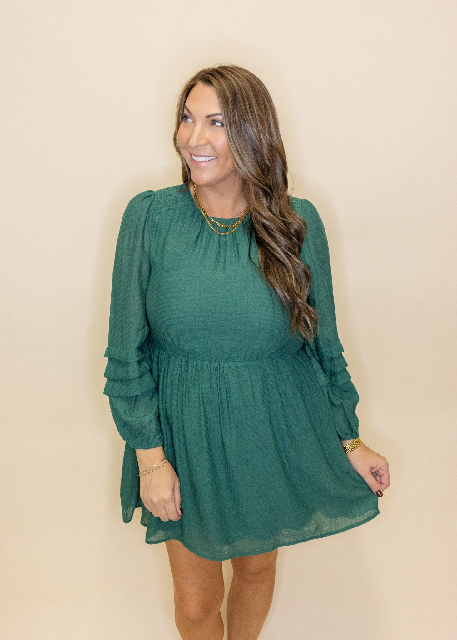 Hunter Green Long Sleeve Dress