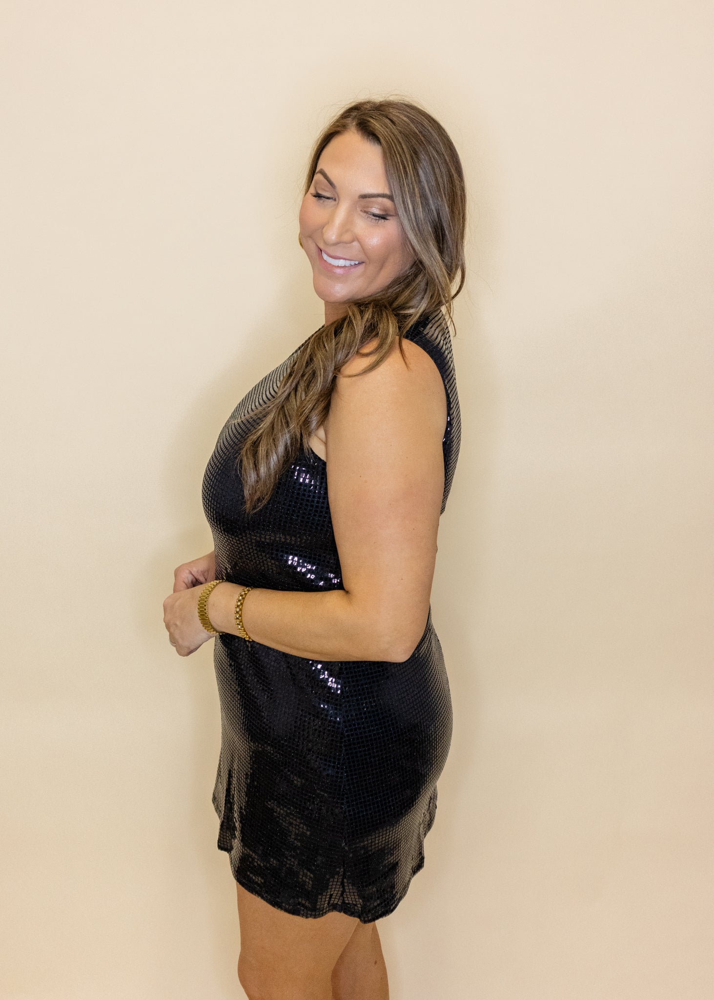 Black Sleeveless Sequin Dress