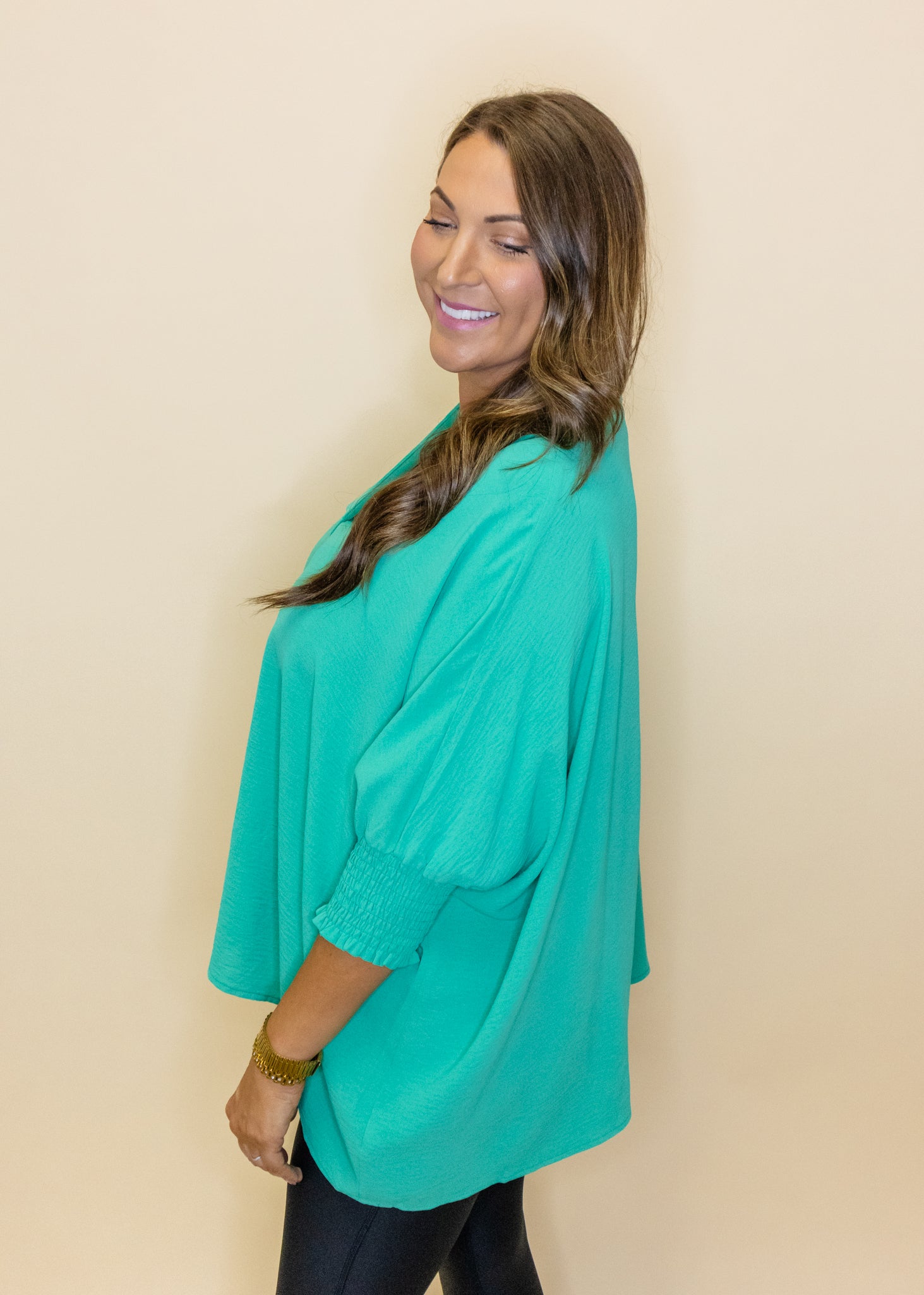 Jade Oversized Smocked Sleeve Top