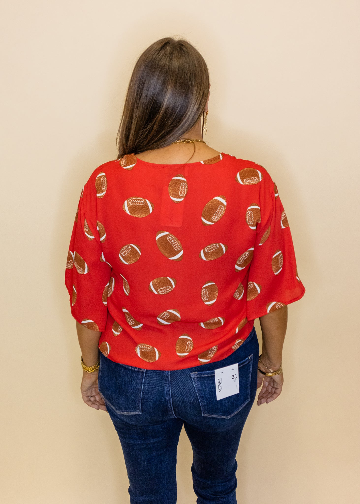 Gigi Go Red Kimono Sleeve Top