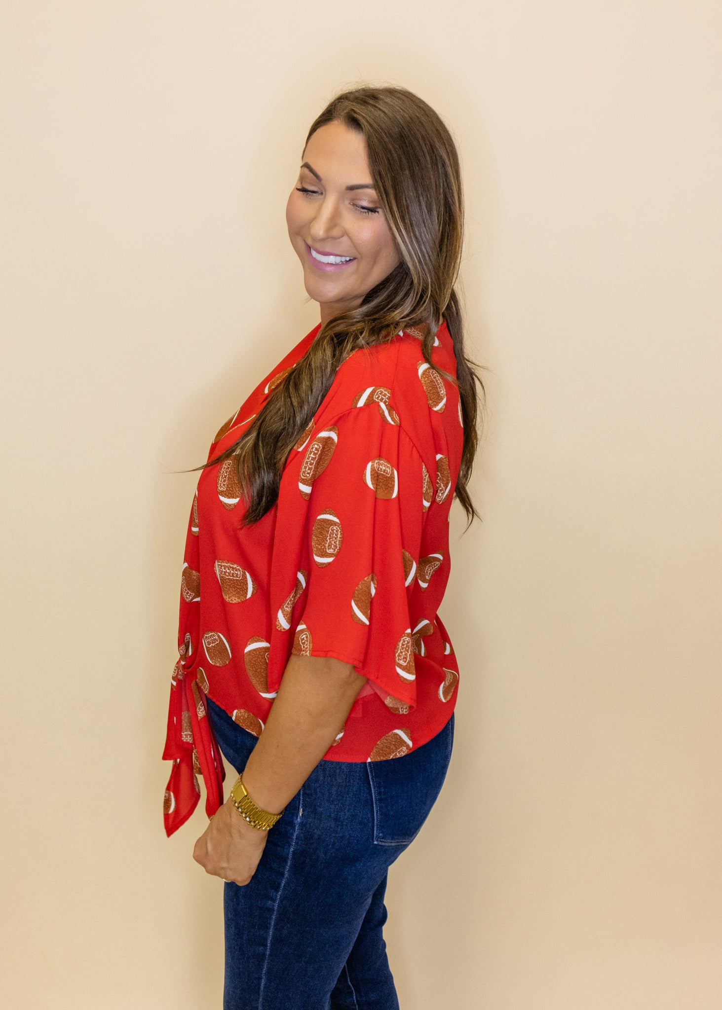 Gigi Go Red Kimono Sleeve Top