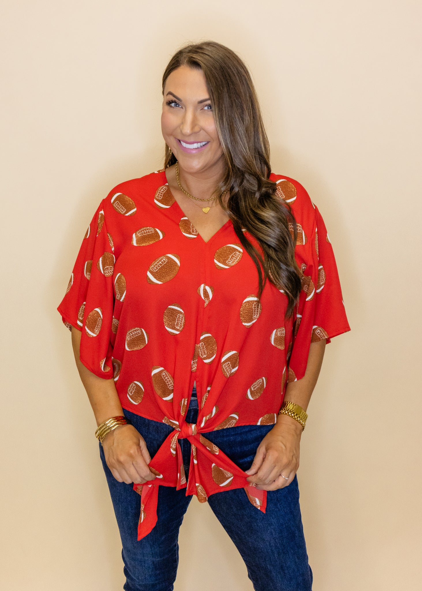 Gigi Go Red Kimono Sleeve Top