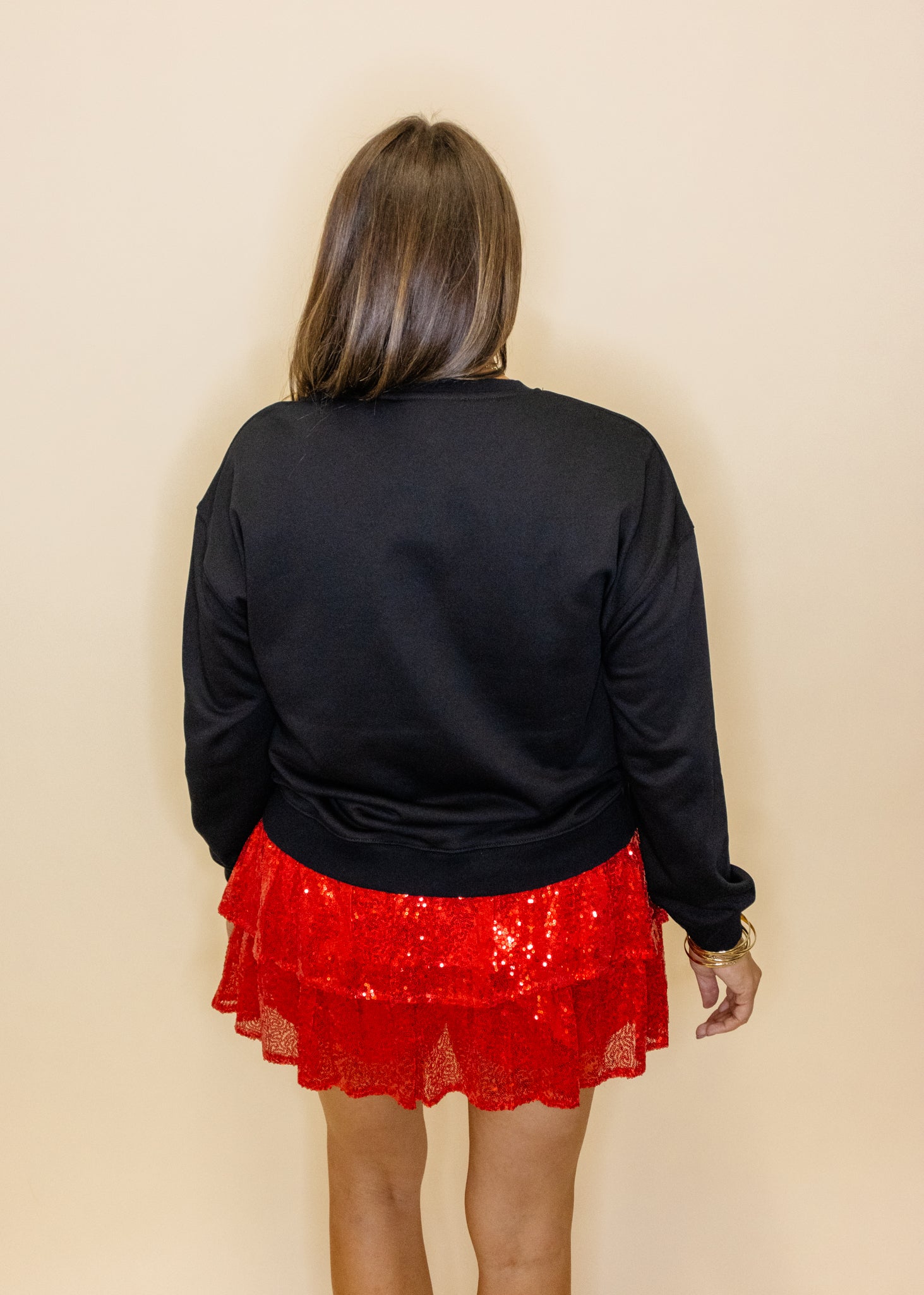 Red Sequin Tiered Skort