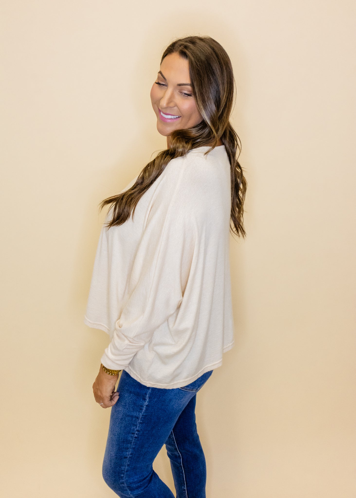 Oatmeal Oversized Dolman Knit Top