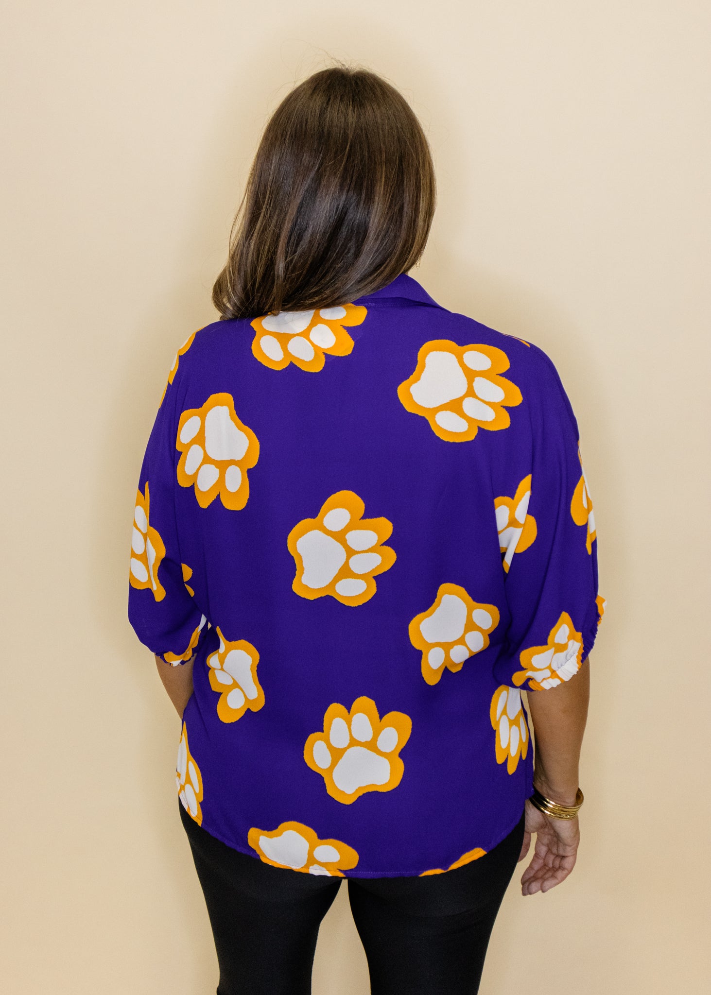 Sloan LSU Paw Collar Top