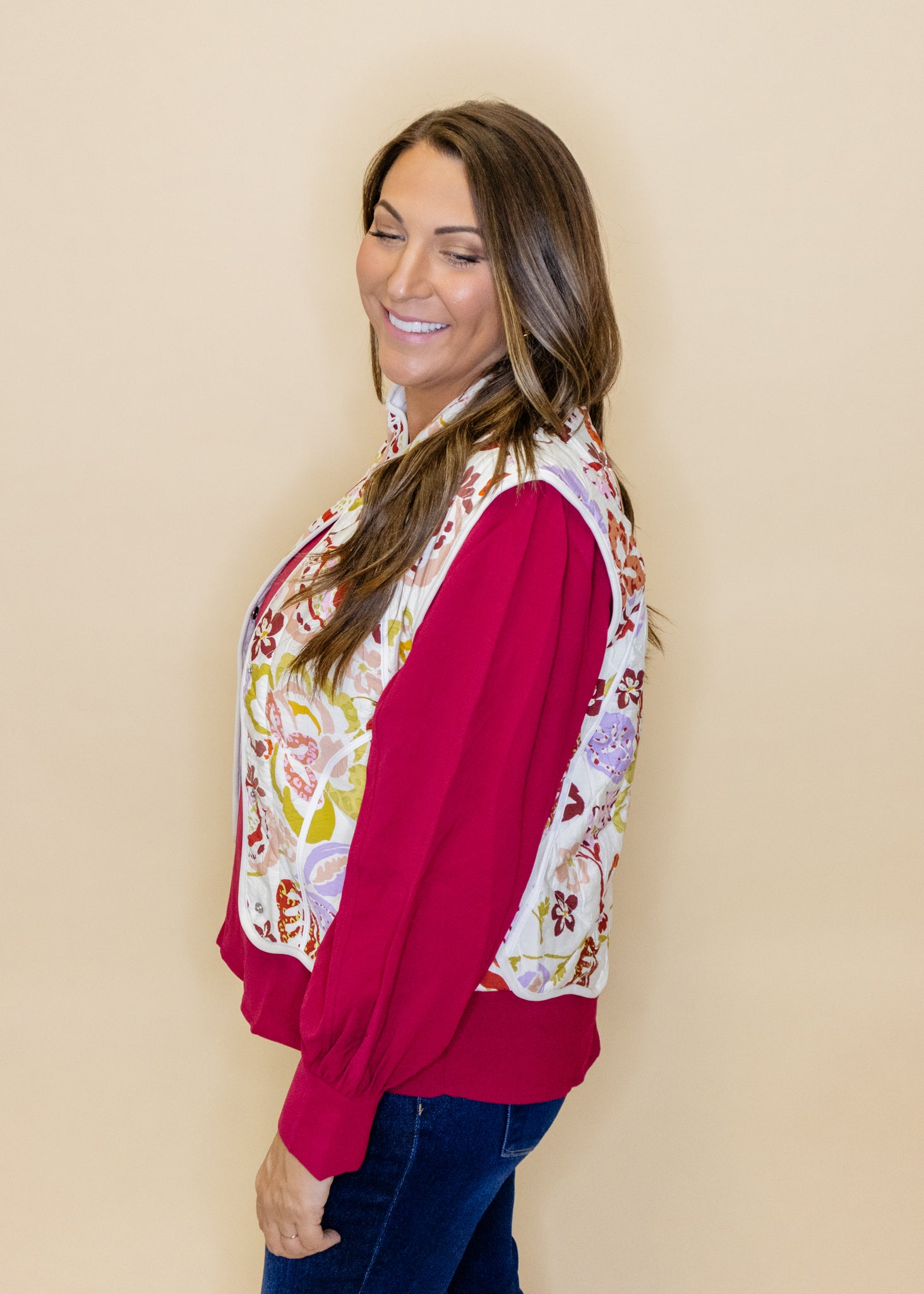 Floral Quilted Puffer Vest