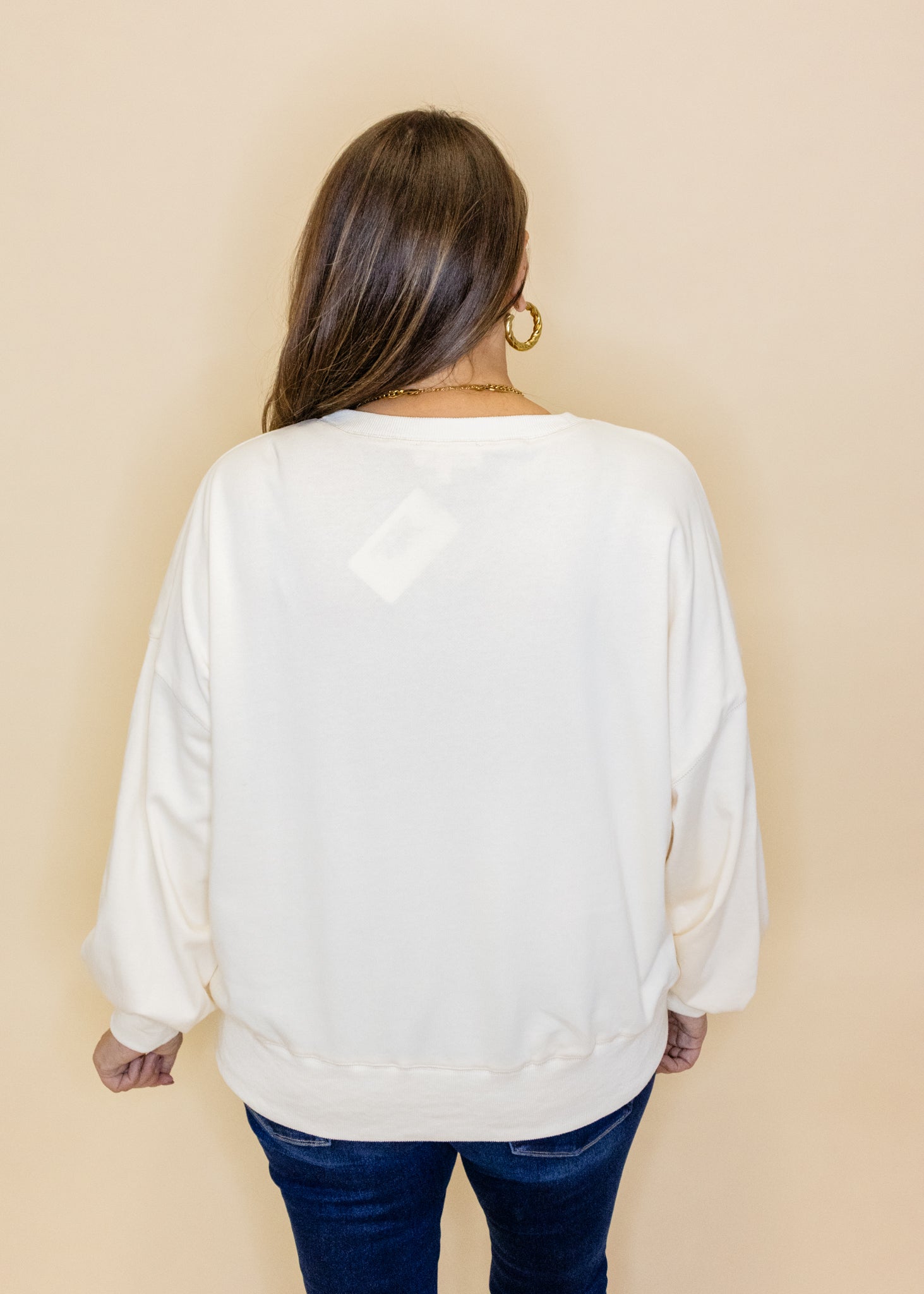 Cream Sequin Pumpkin Sweatshirt