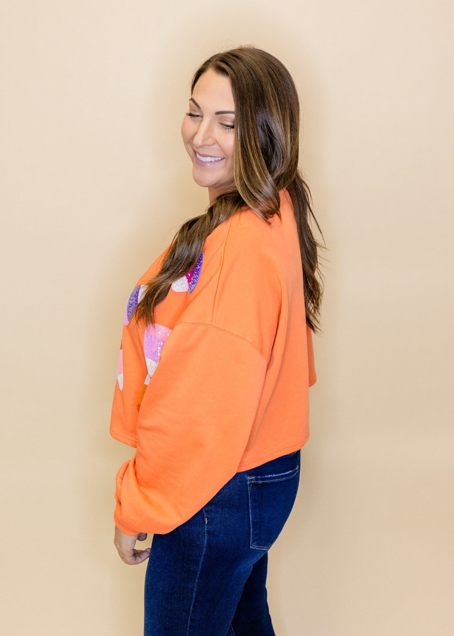 Orange Candy Corn Sequin Sweatshirt