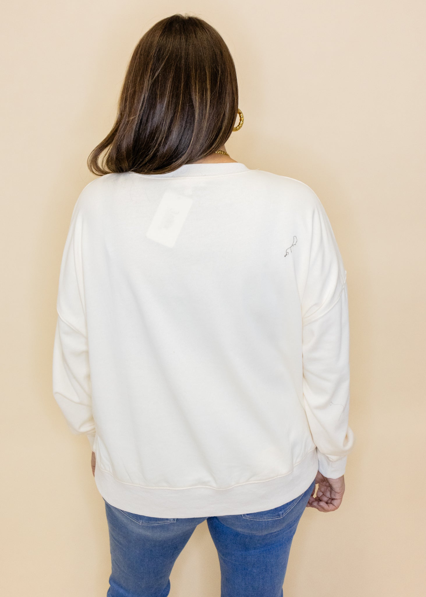 Cream Pumpkin Embroidered Sweatshirt