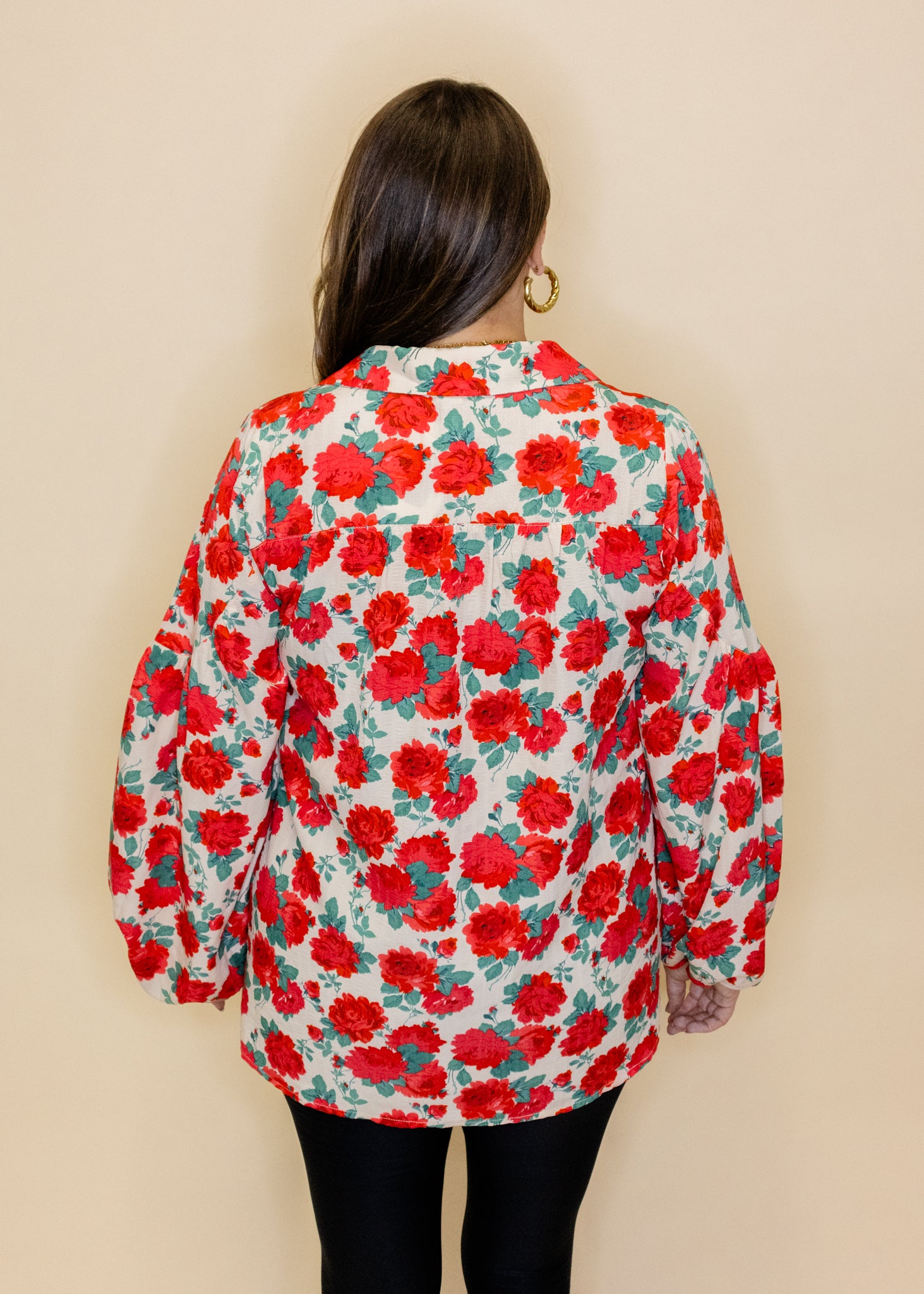 Red Floral Print Tie Top