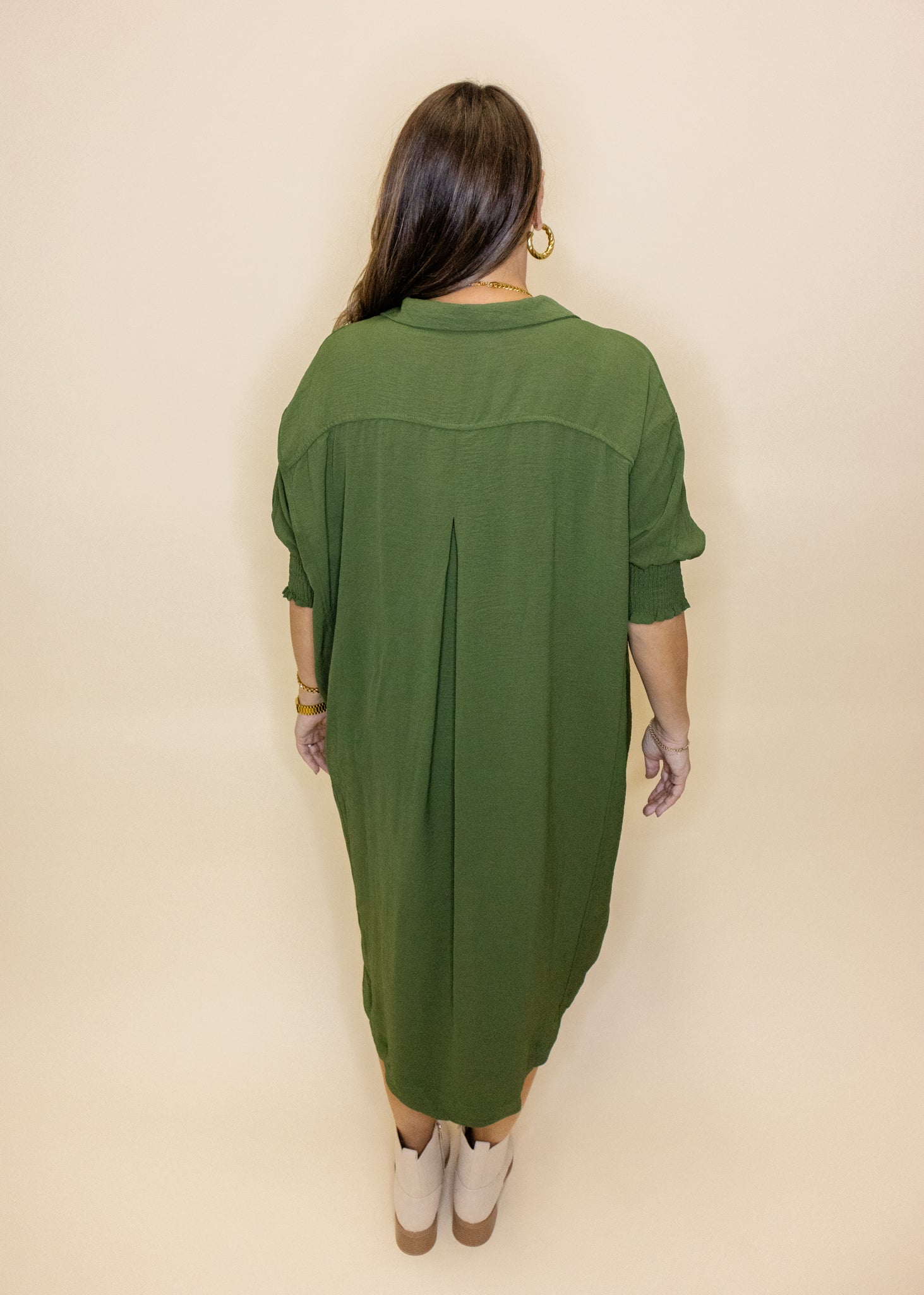 Olive Oversized Midi Dress