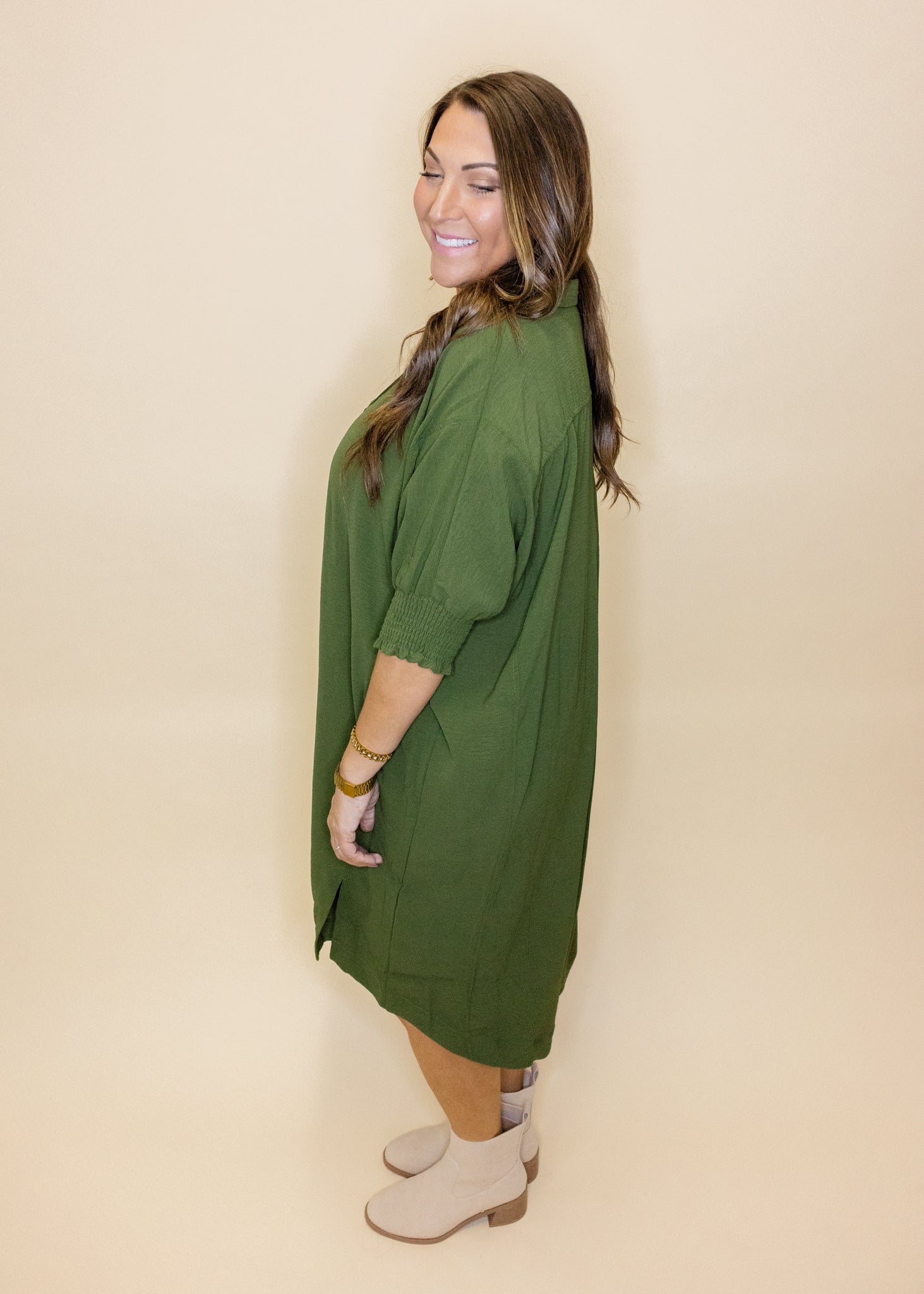 Olive Oversized Midi Dress