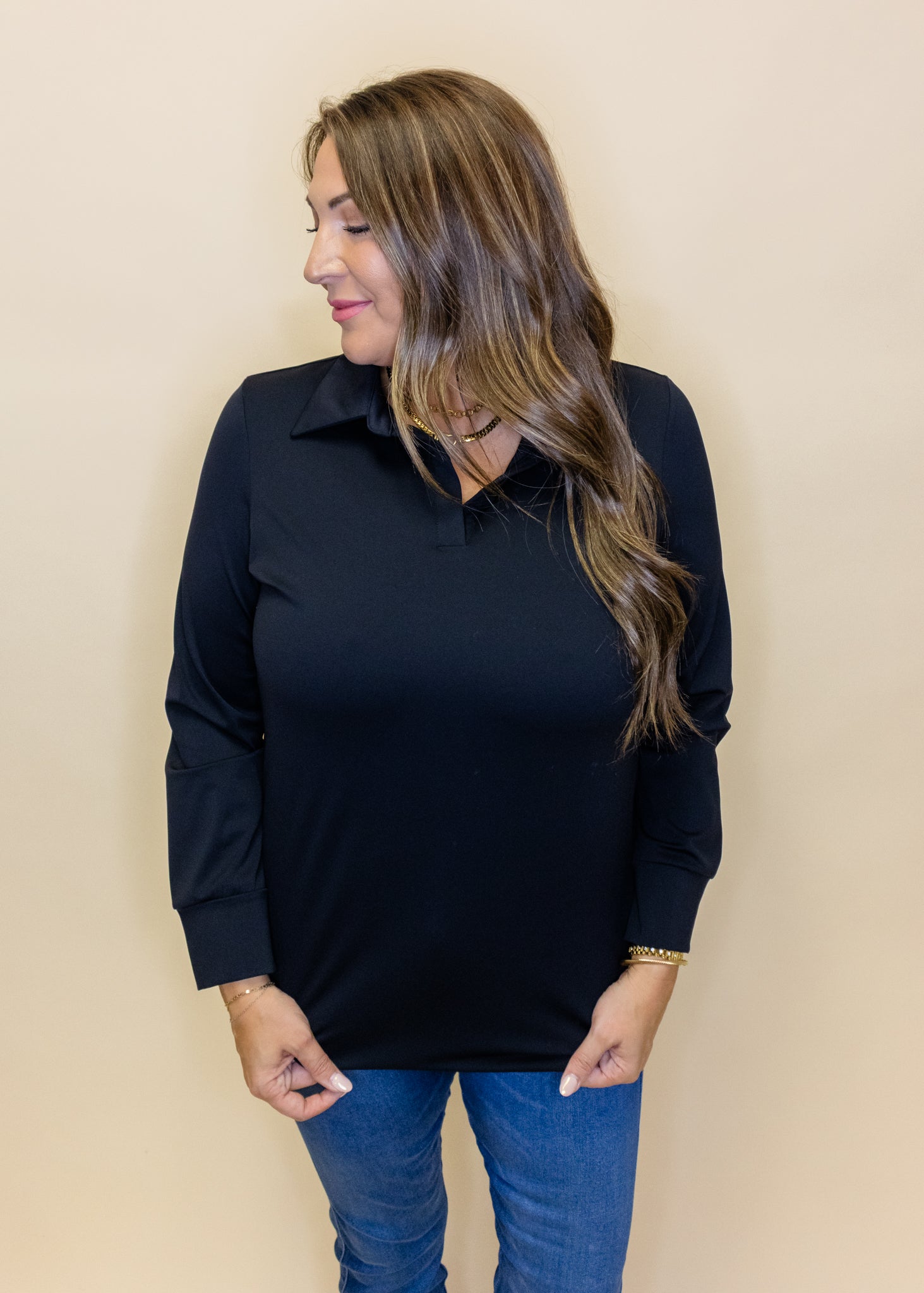 Black Amber Long Sleeve Top