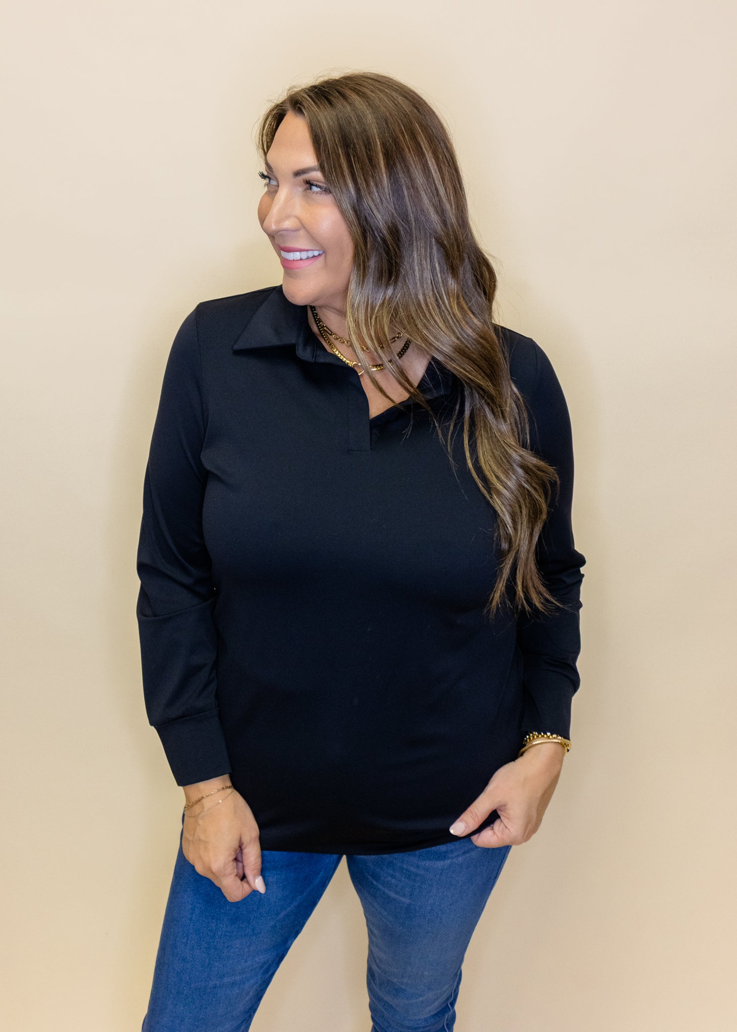 Black Amber Long Sleeve Top