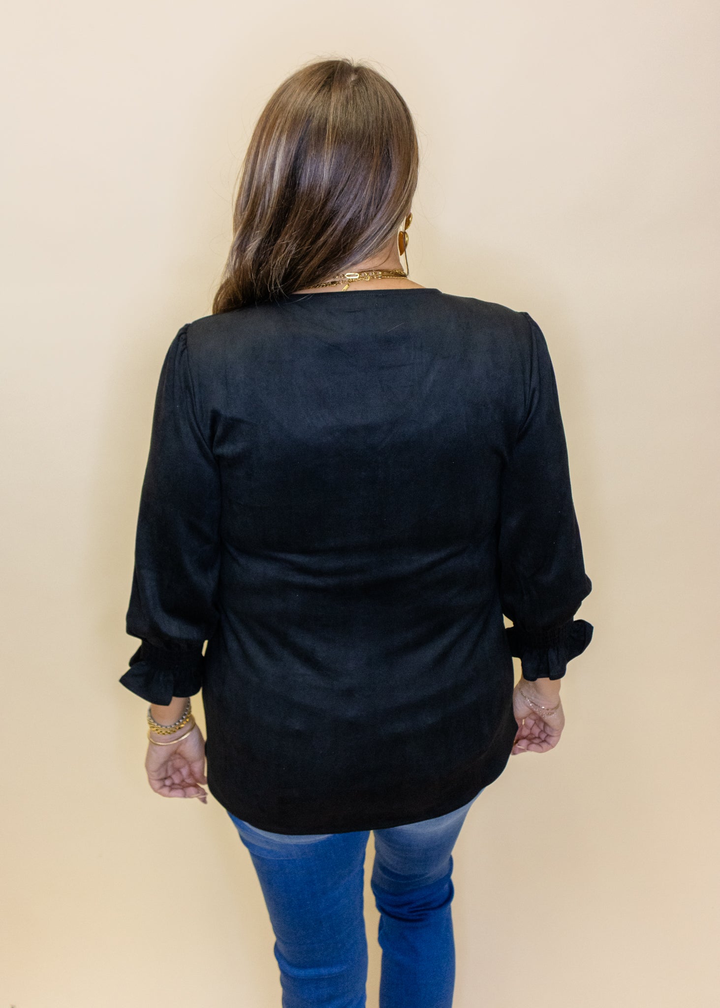 Black Elizabeth Smocked Top