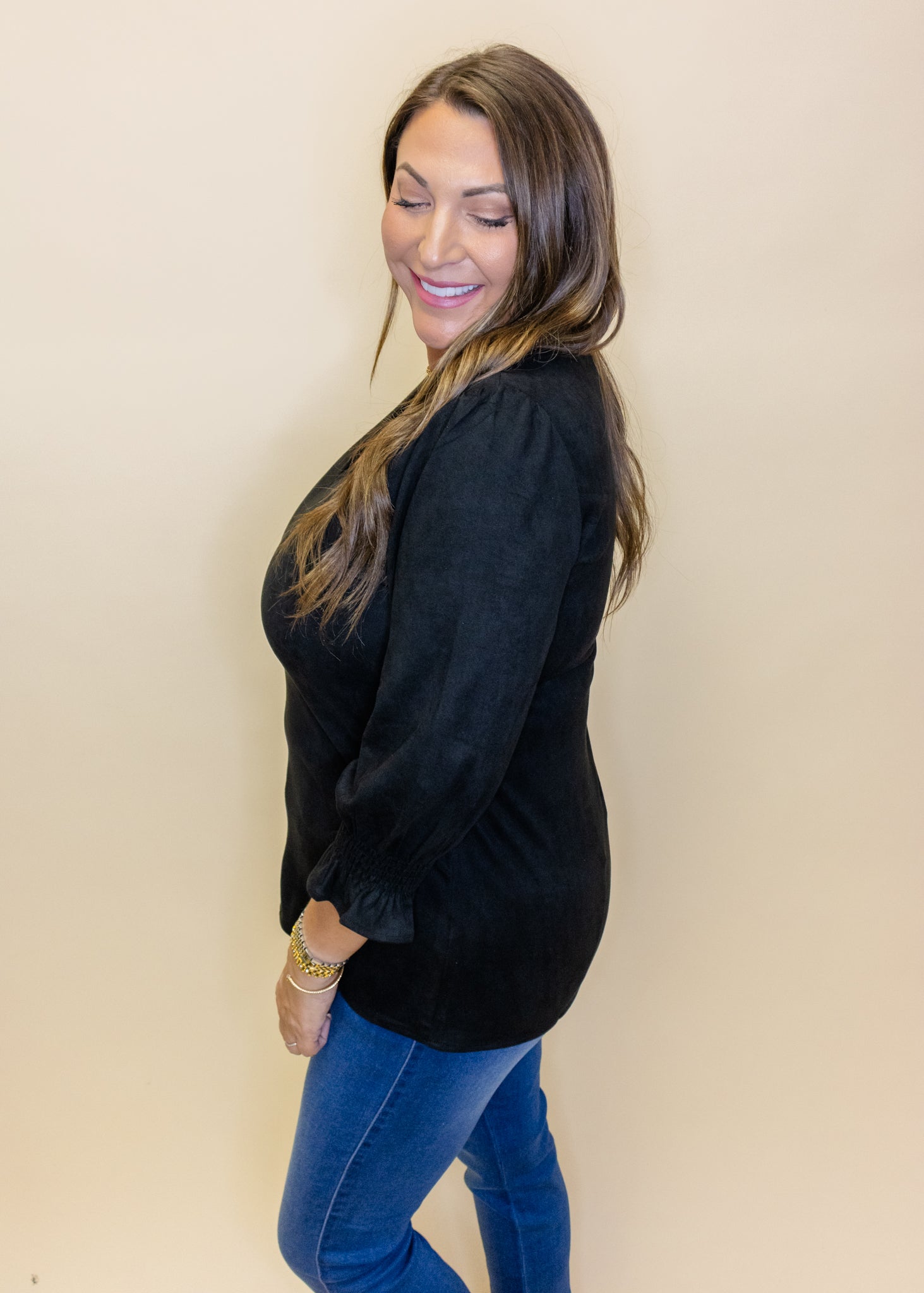 Black Elizabeth Smocked Top