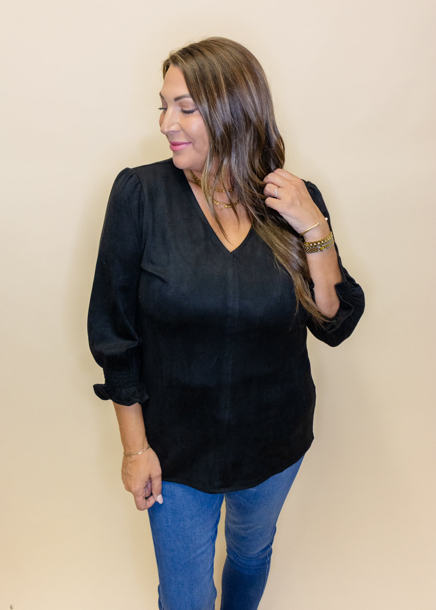Black Elizabeth Smocked Top