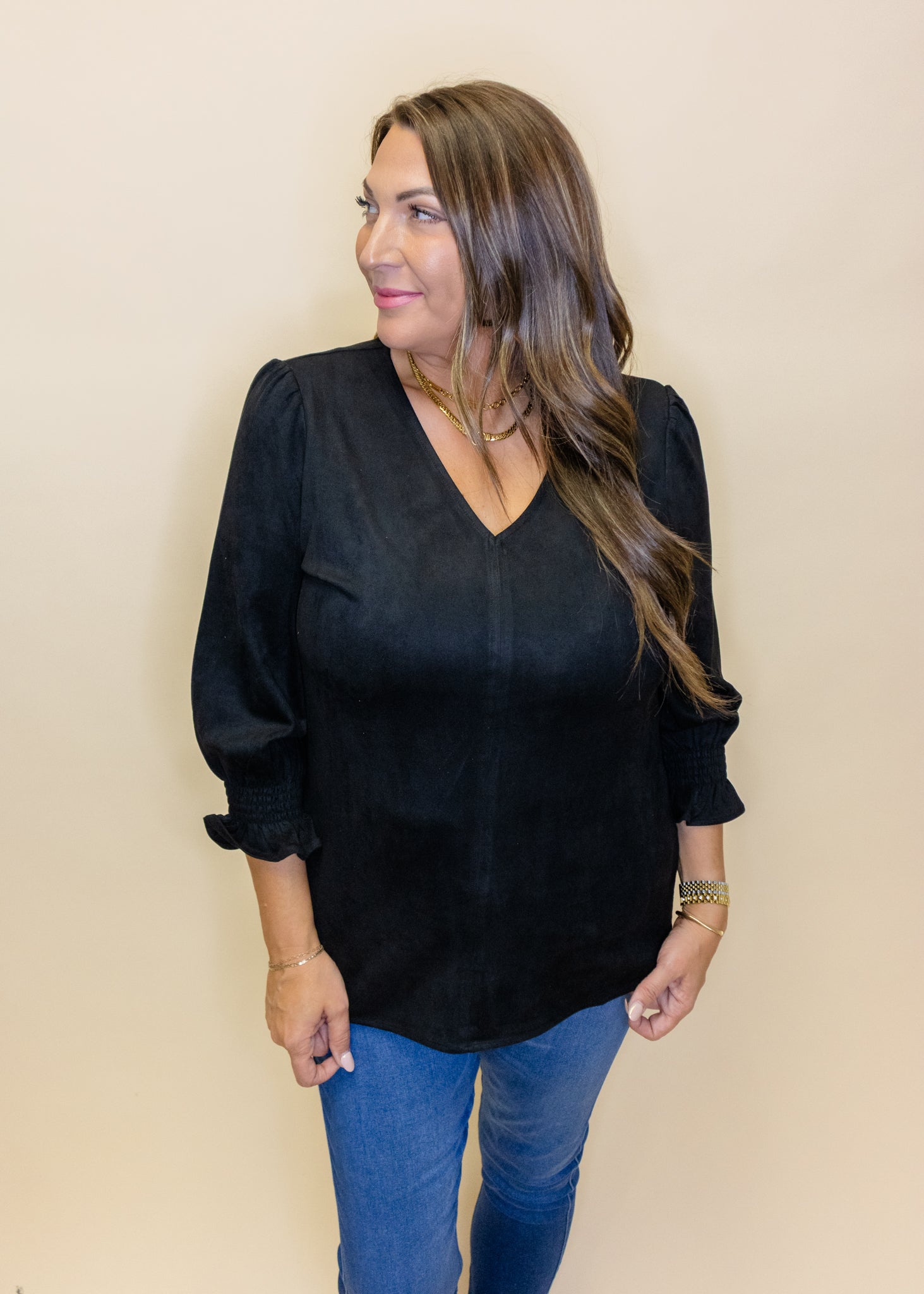 Black Elizabeth Smocked Top