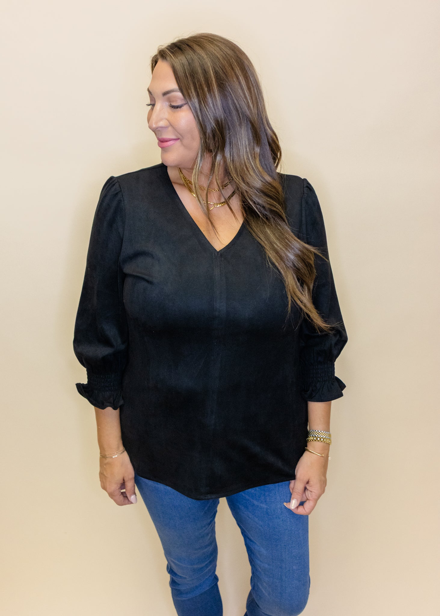 Black Elizabeth Smocked Top