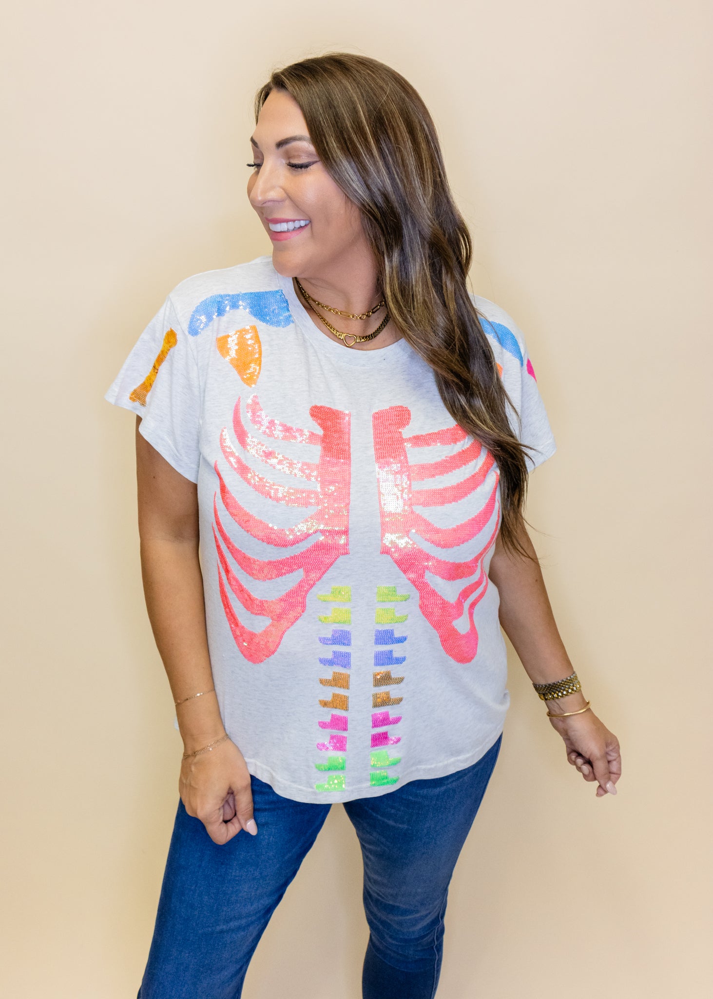 Grey Multi Skeleton Tee