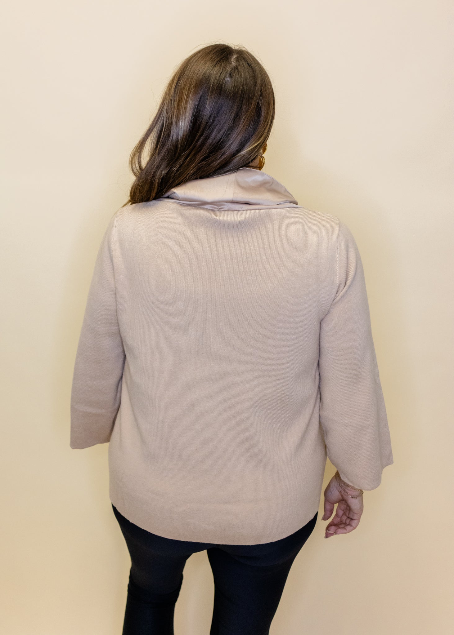 Taupe Satin Detail Sweater