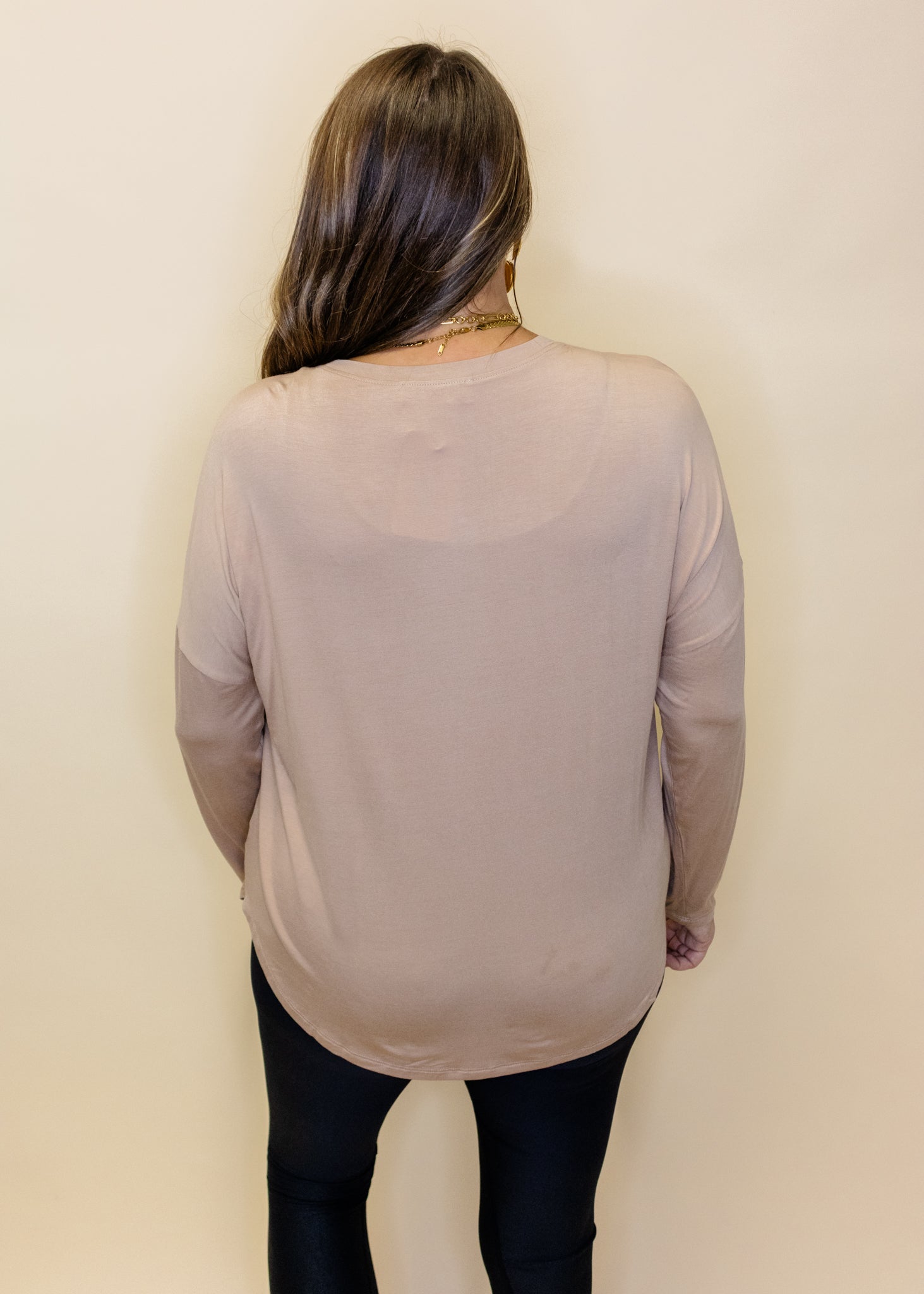 Taupe Crewe Long Sleeve Top