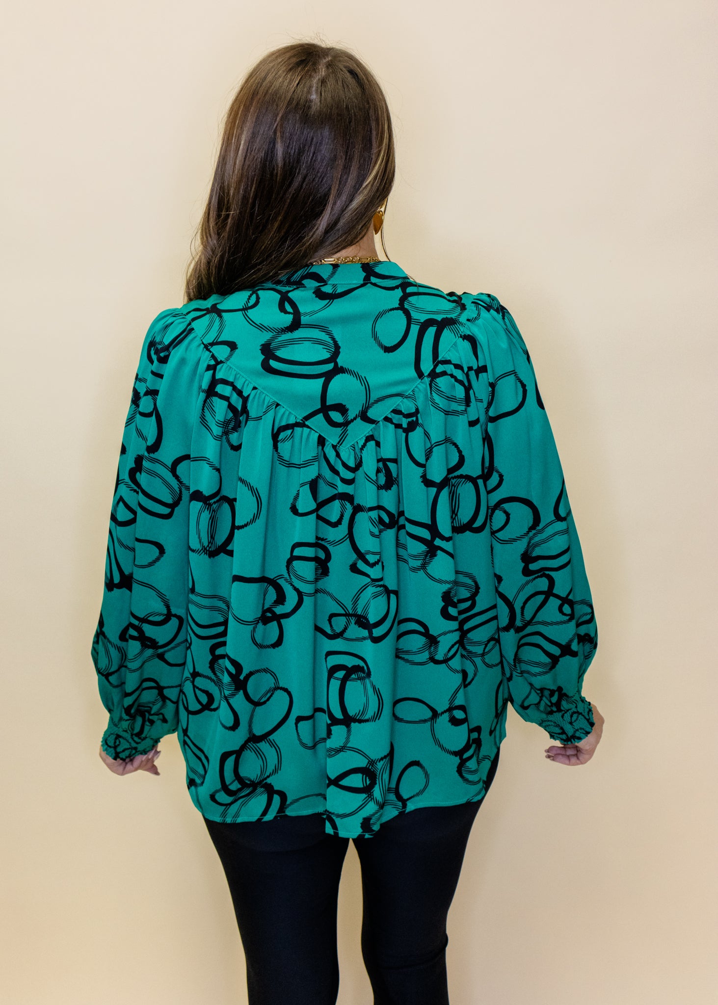 Green Pinktuck Button Up Top