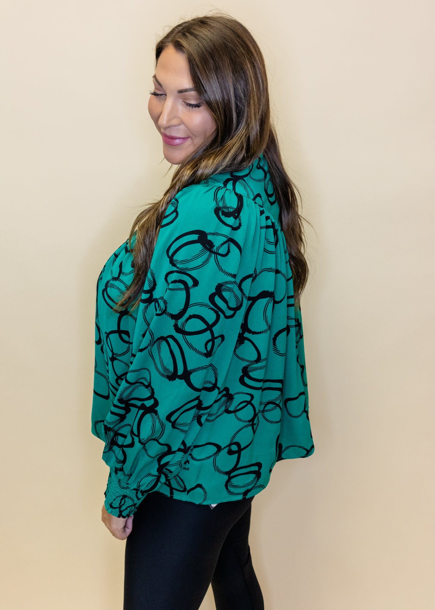 Green Pinktuck Button Up Top