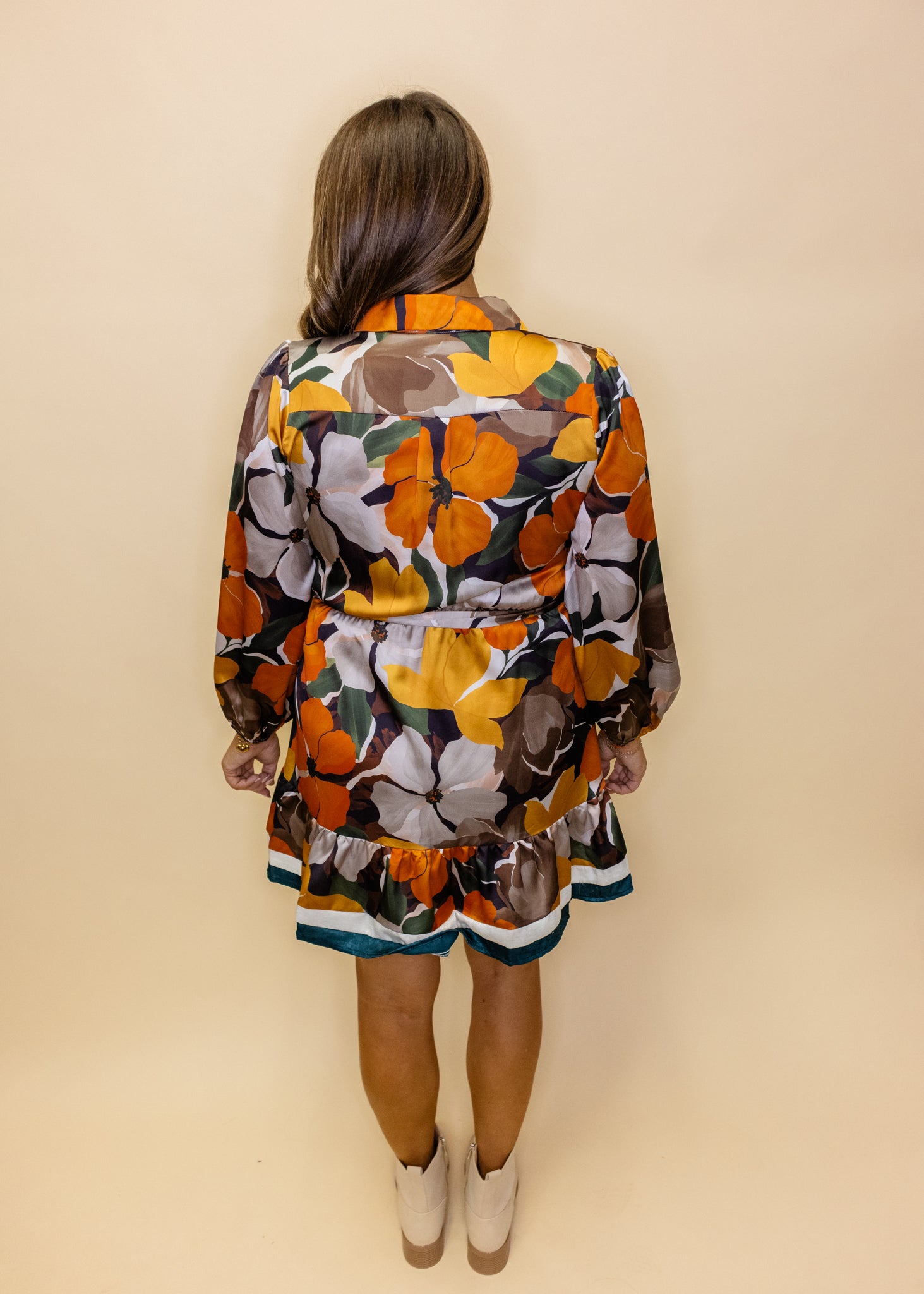 Multi Print Satin Tie Dress