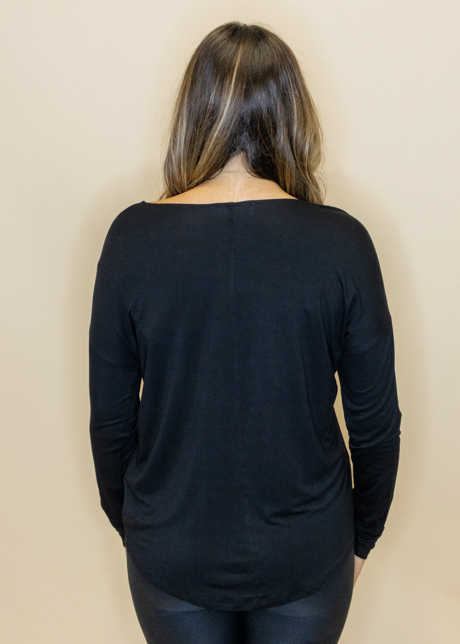 Black Pocket Long Sleeve Top