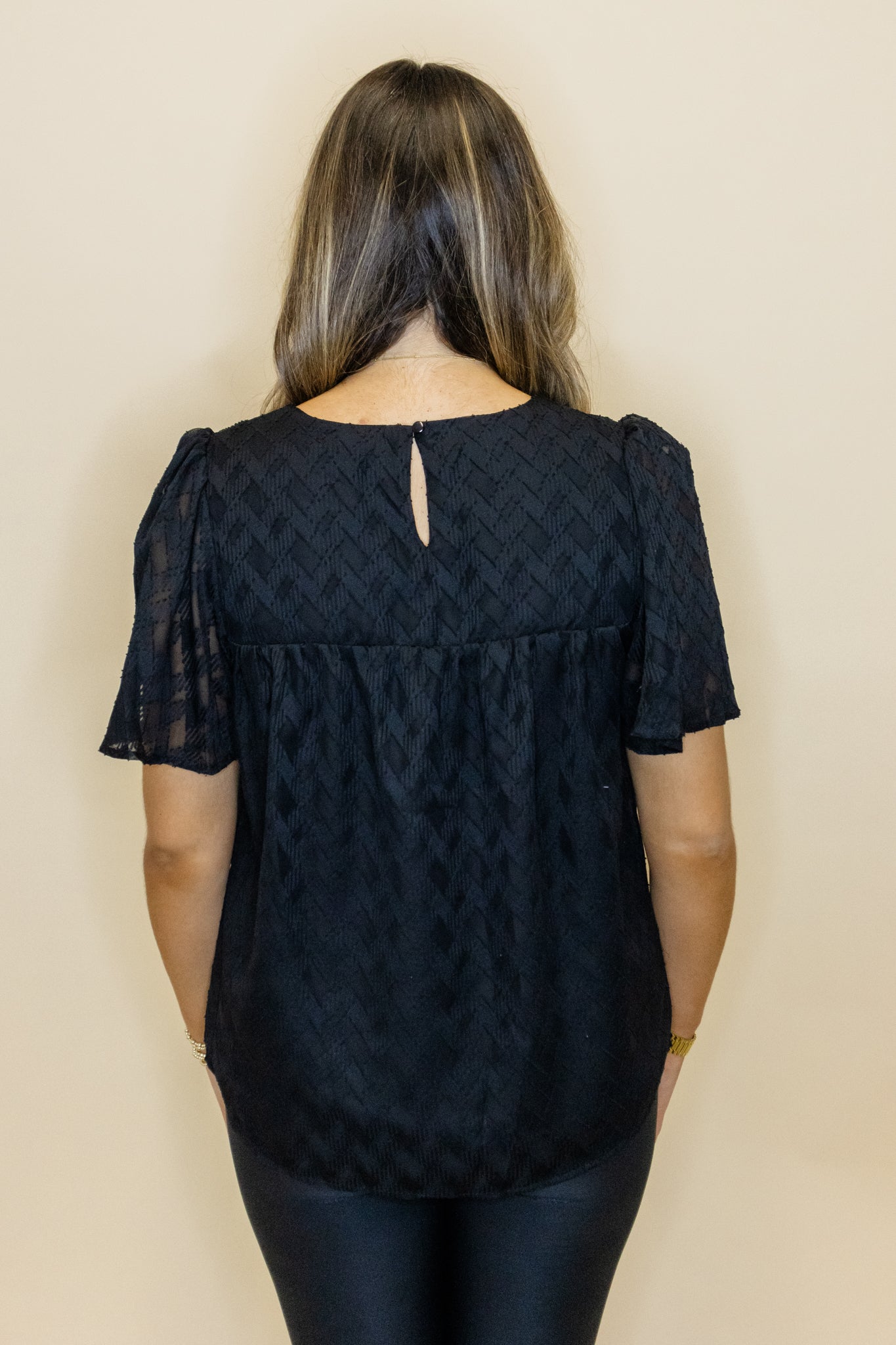 Black Ruffle Sleeve Top