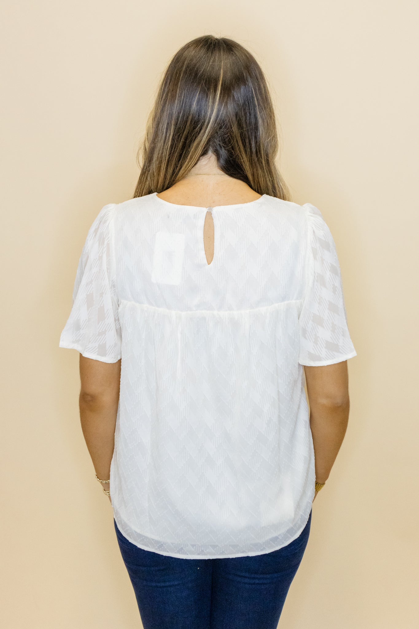 Cream Ruffle Sleeve Top