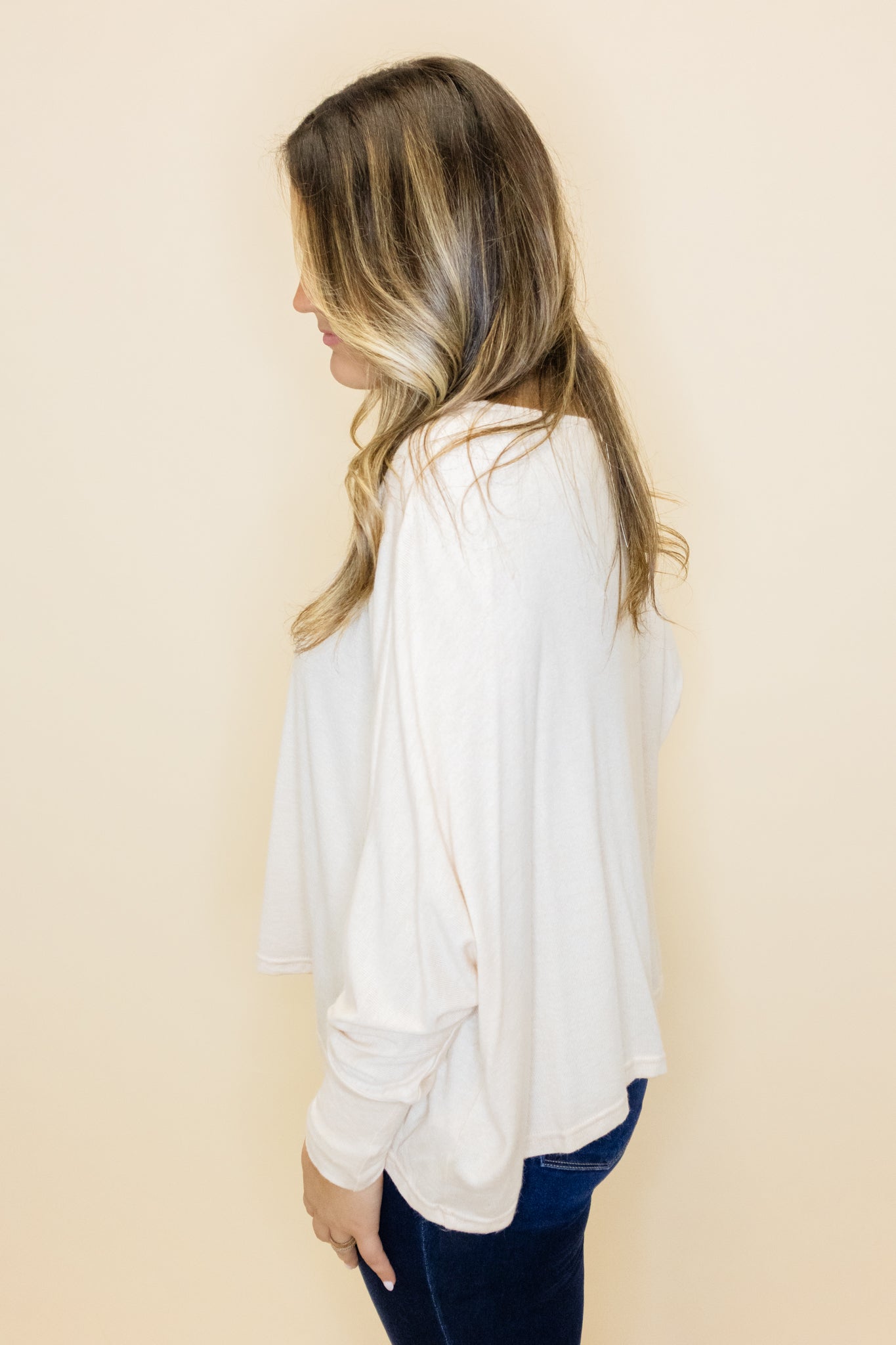 White Pocket Long Sleeve Top