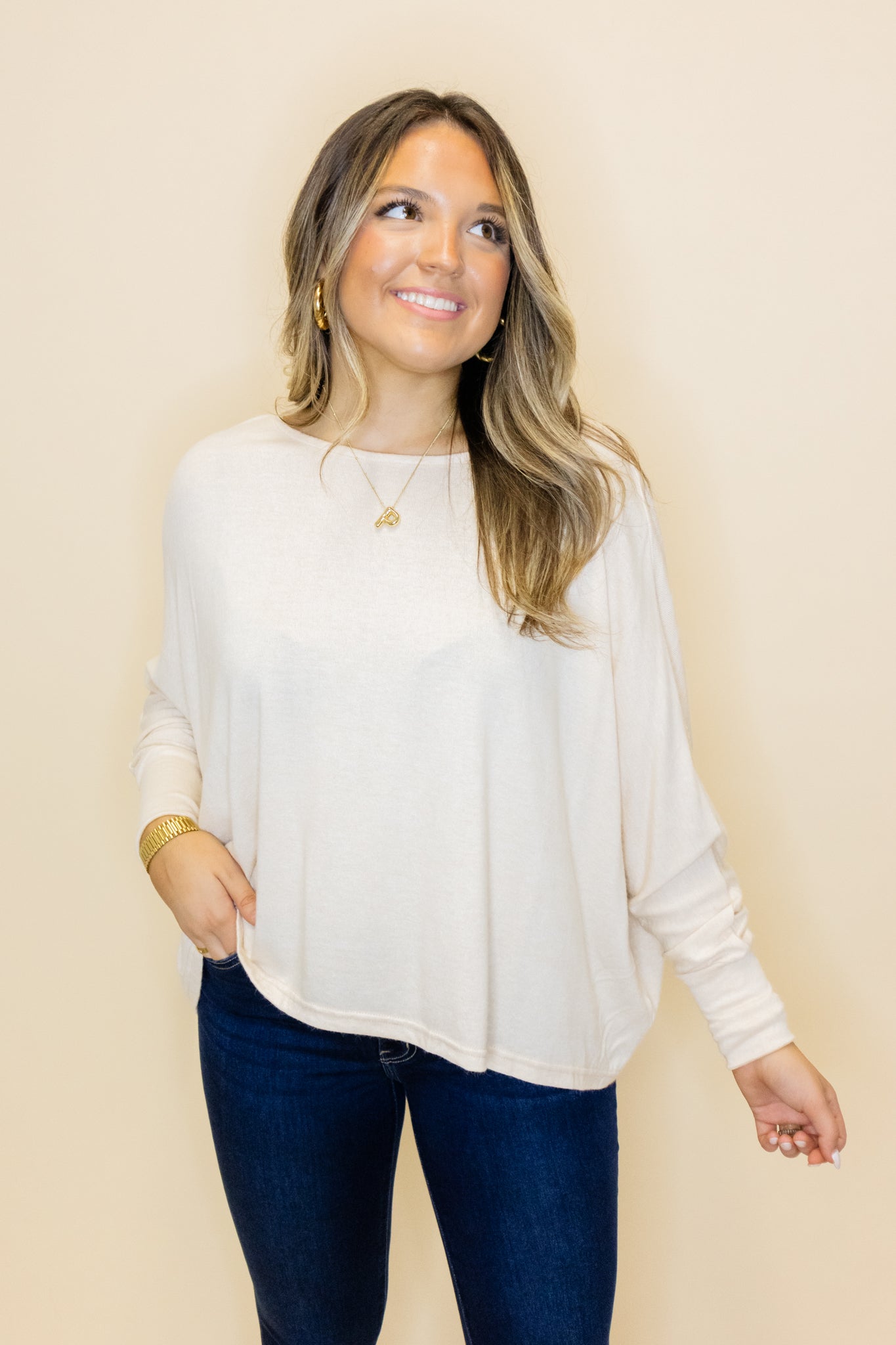 White Pocket Long Sleeve Top