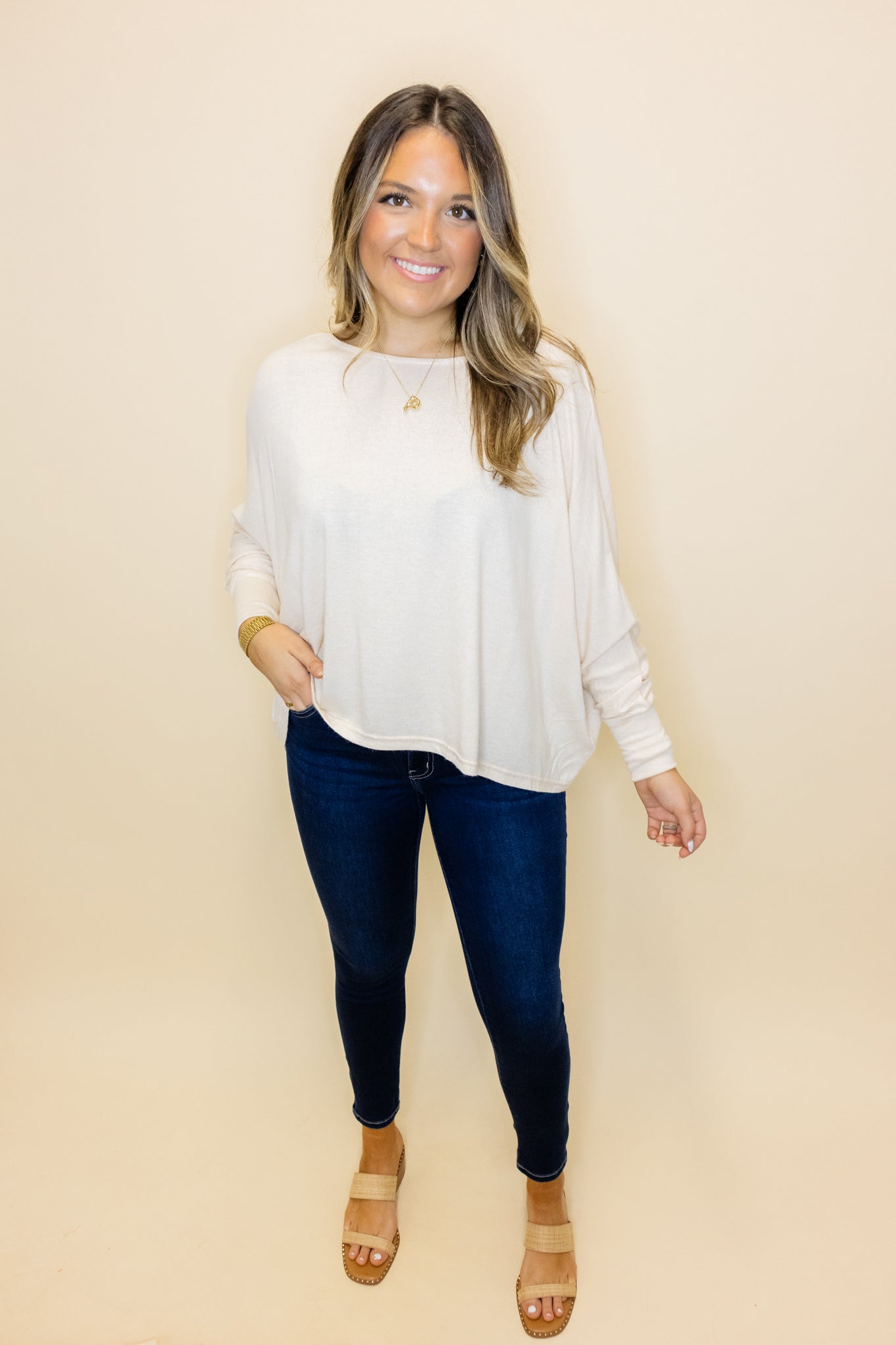 White Pocket Long Sleeve Top