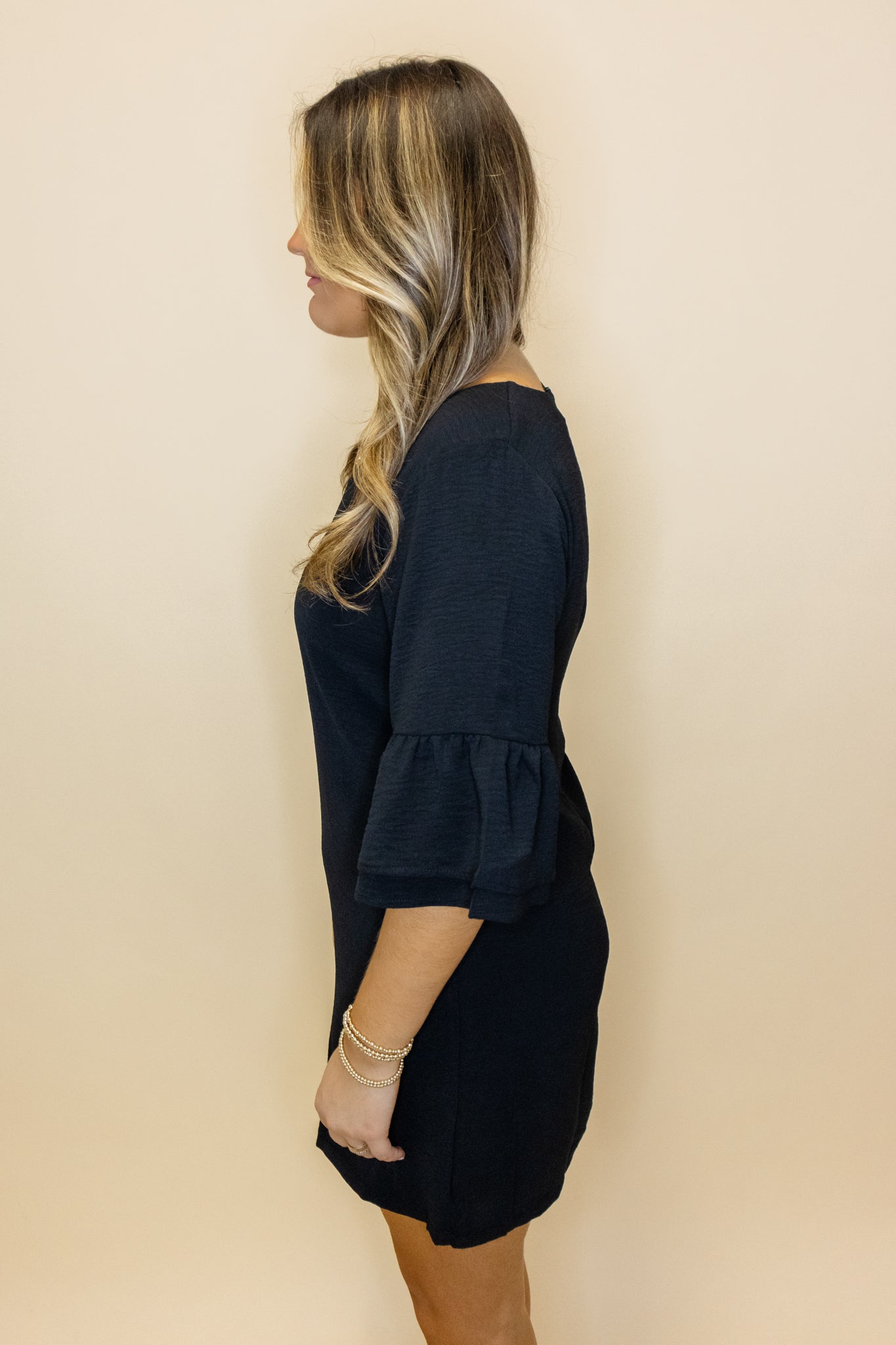 Black Ruffle Sleeve Dress