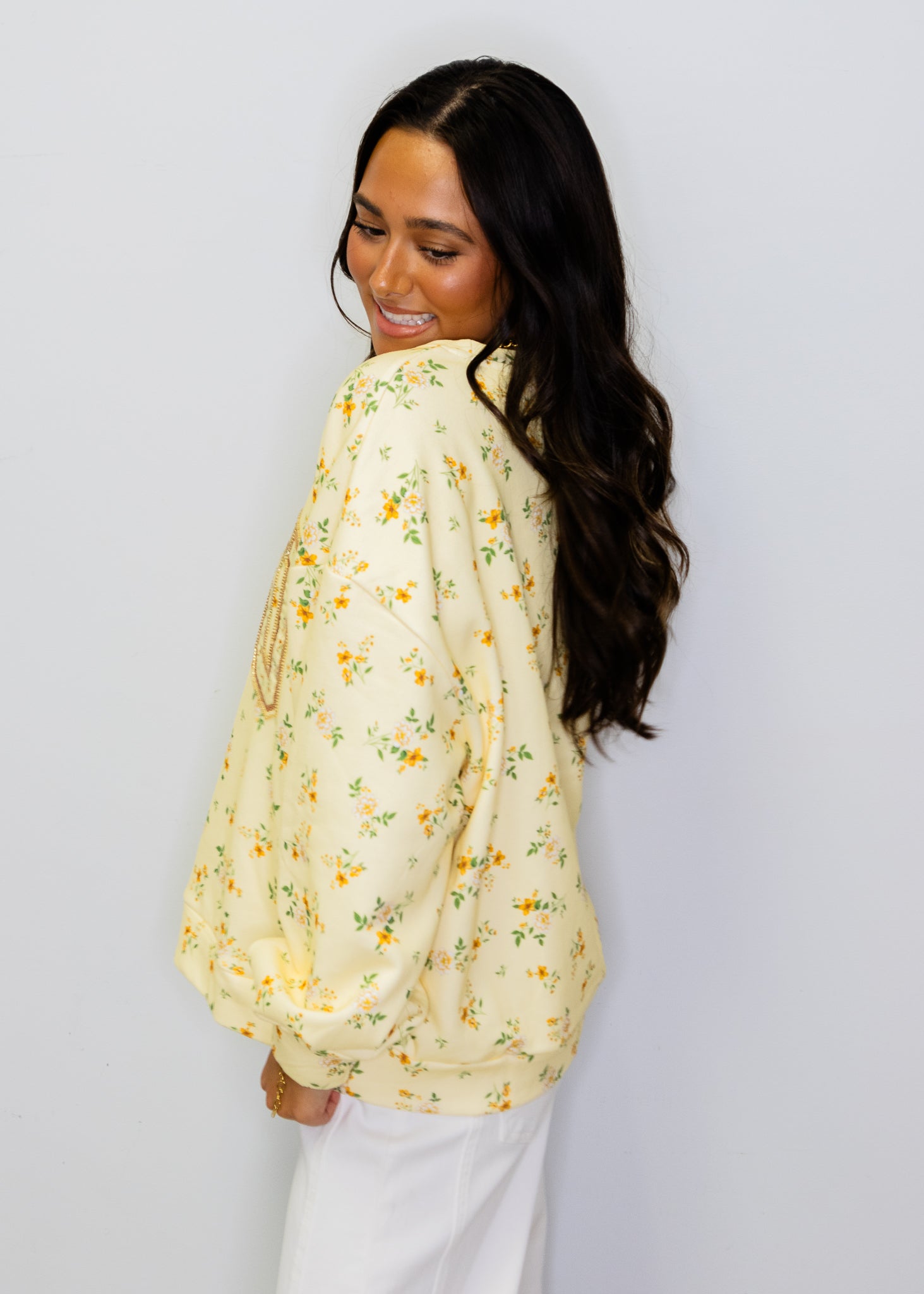 Licensed LSU Yellow Floral Initial Sweatshirt