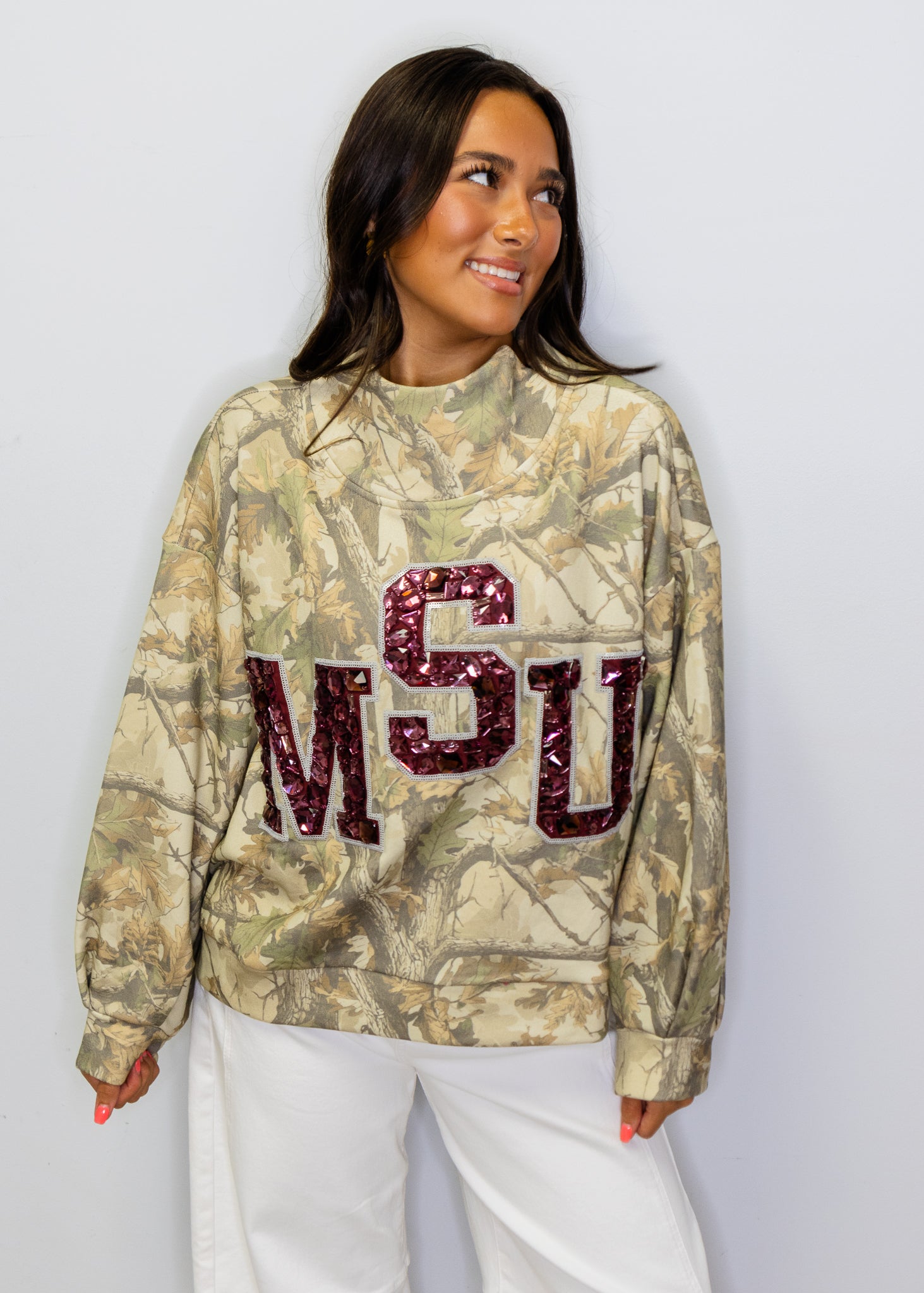 Licensed Miss State Mockneck Camo Sweatshirt