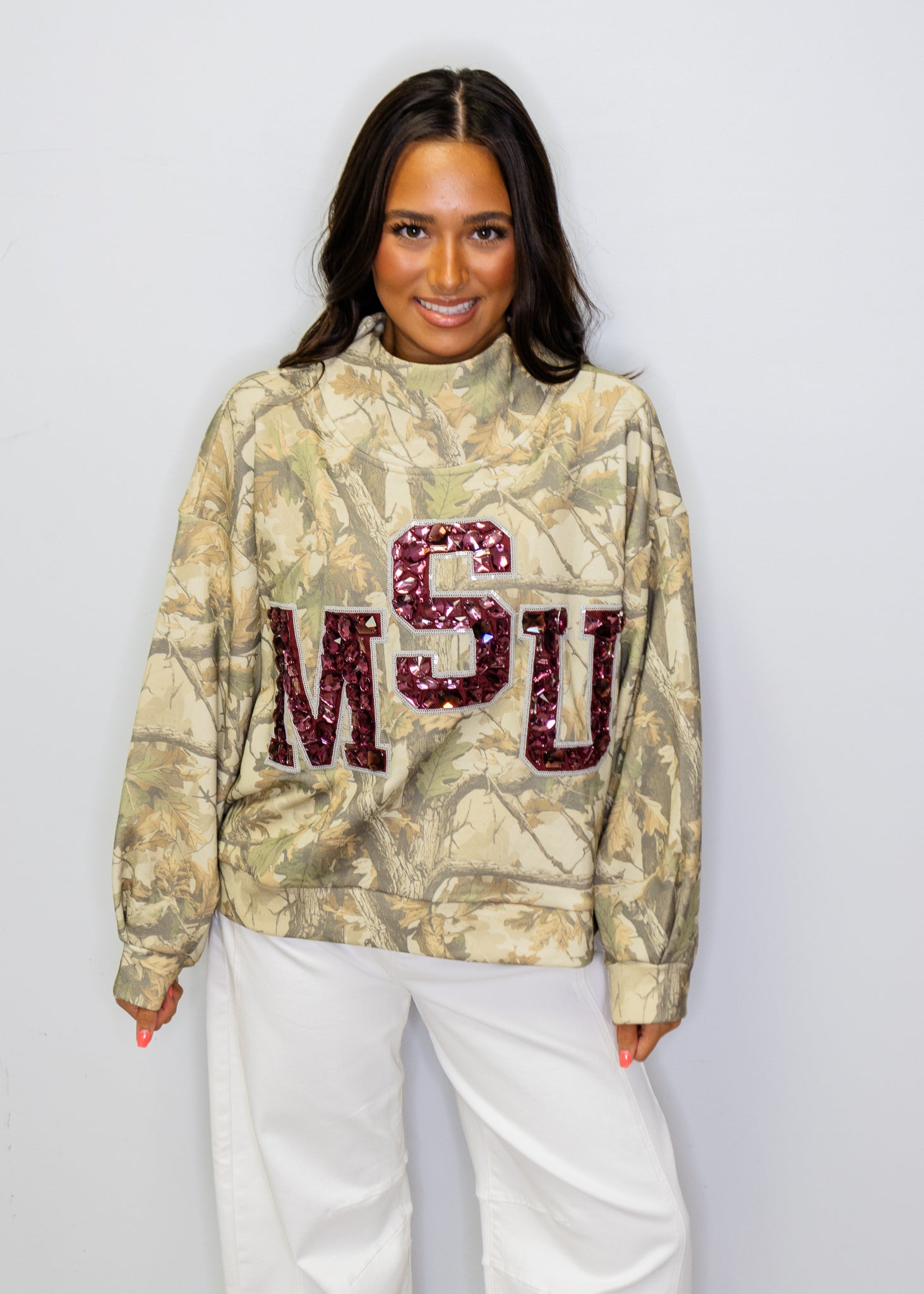 Licensed Miss State Mockneck Camo Sweatshirt