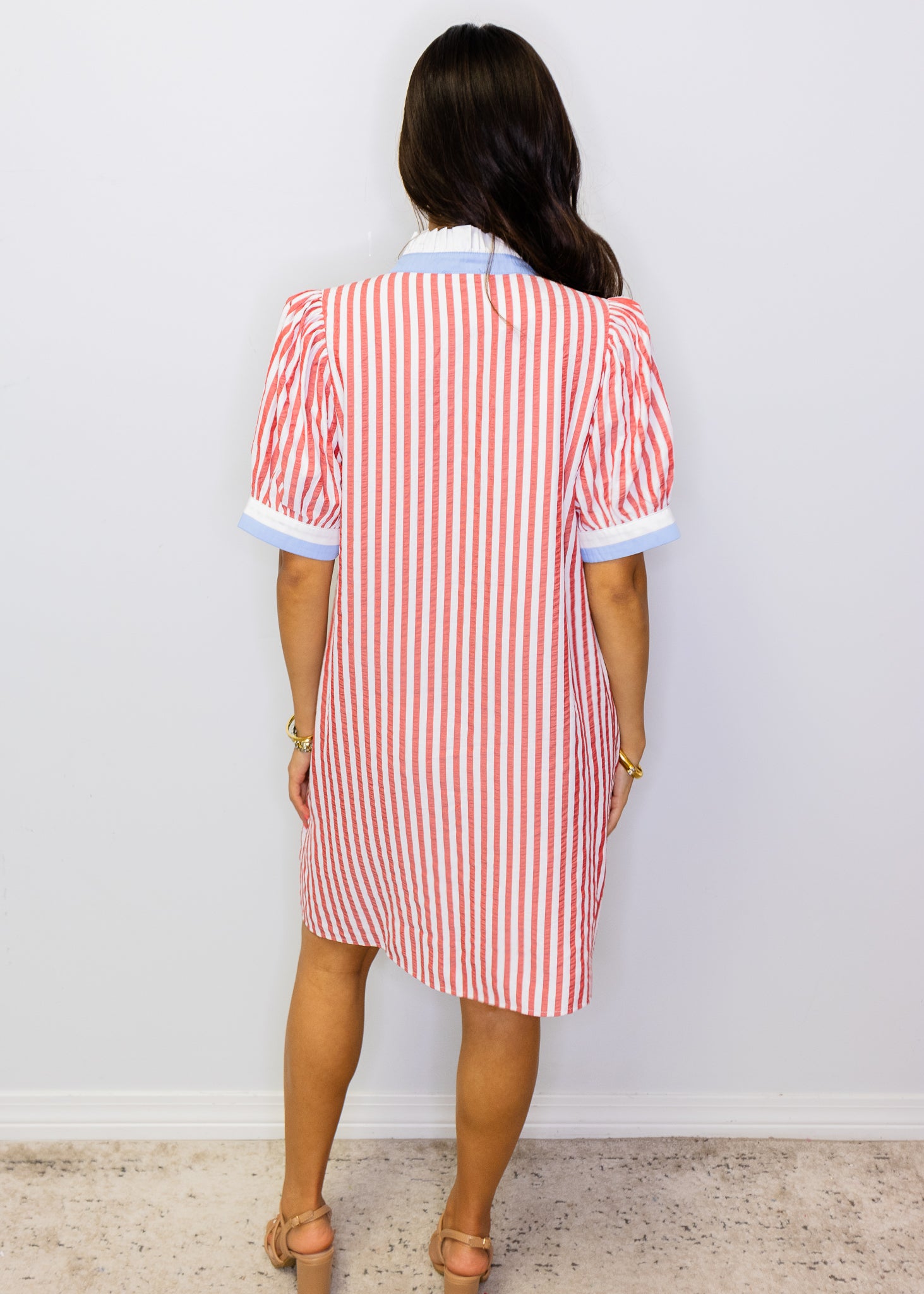 Red Stripe Border Detail Dress