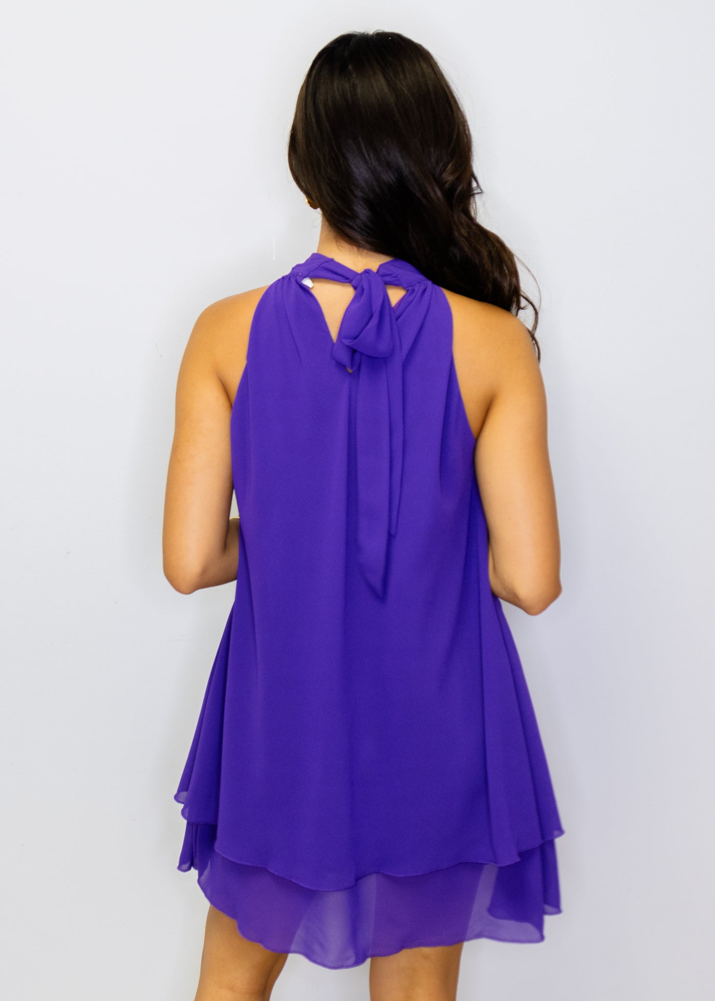 Purple Halter Chiffon Dress
