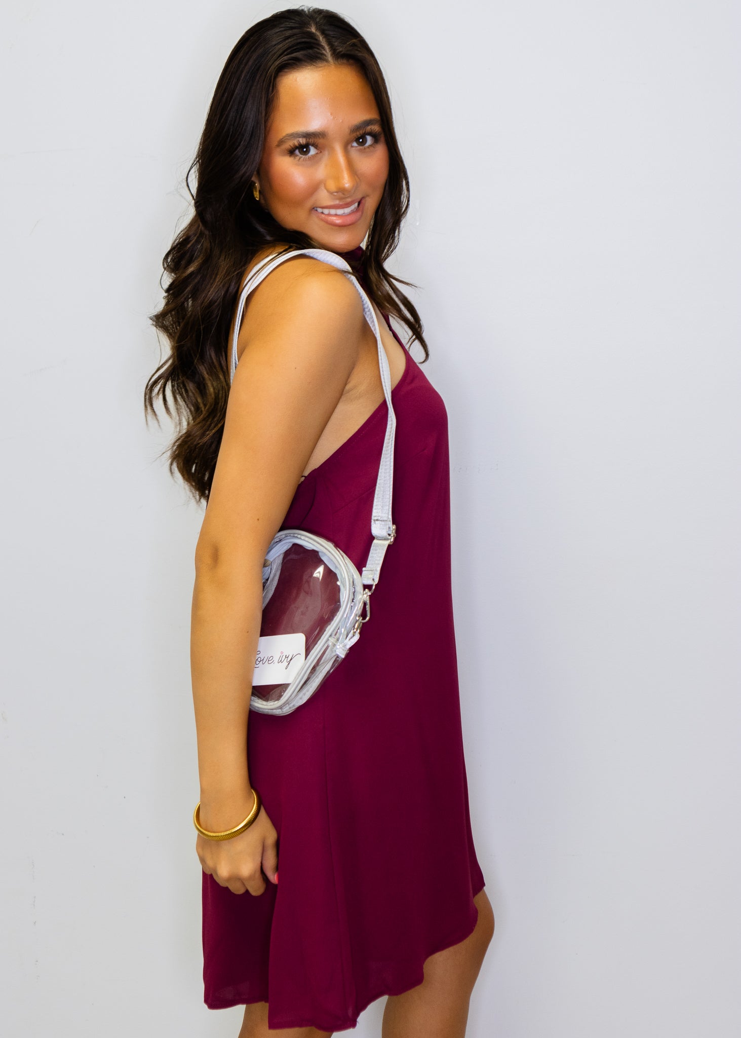 Wine Halter Neck Draped Mini Dress