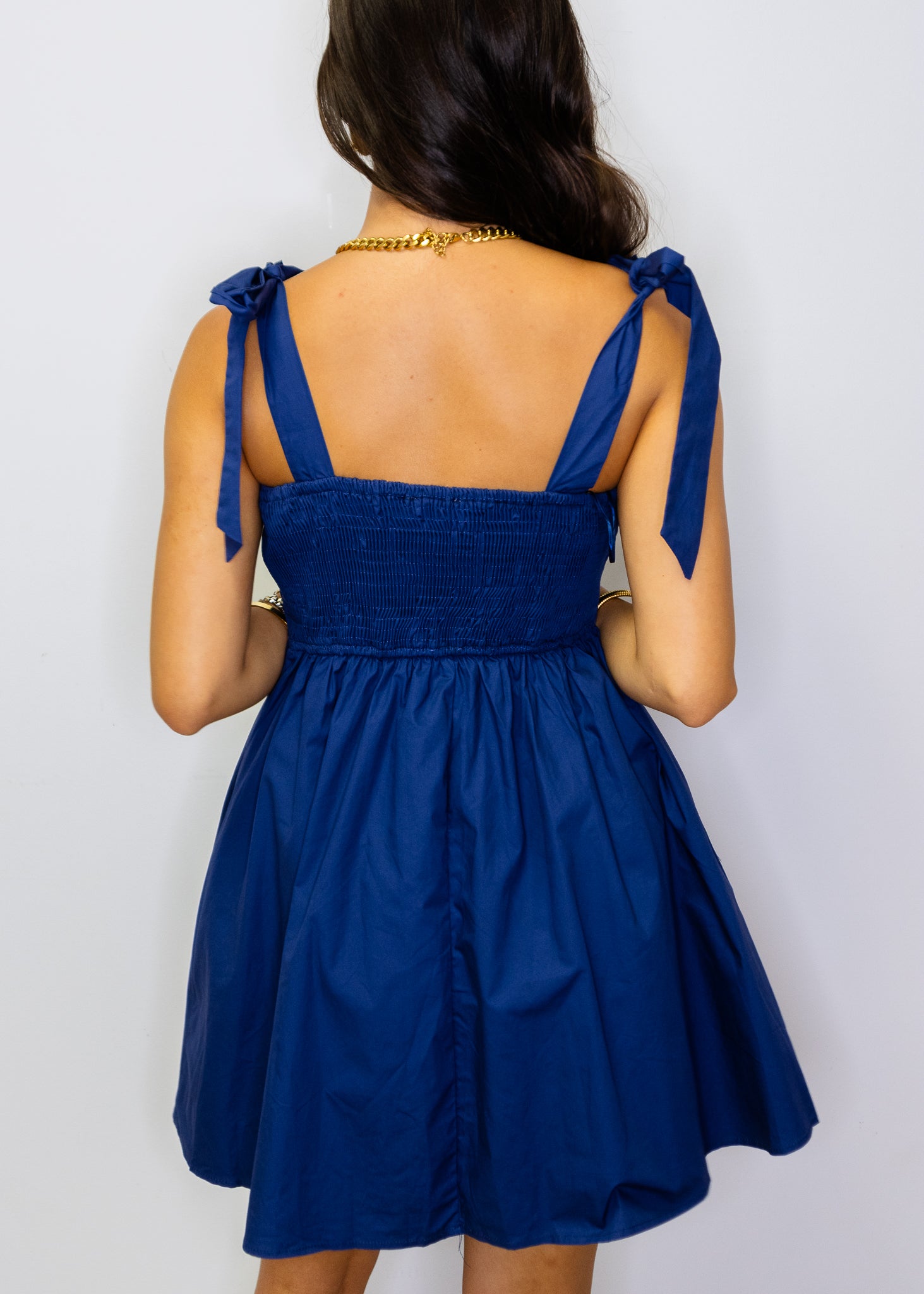 Navy Blue Contrast Piping Dress