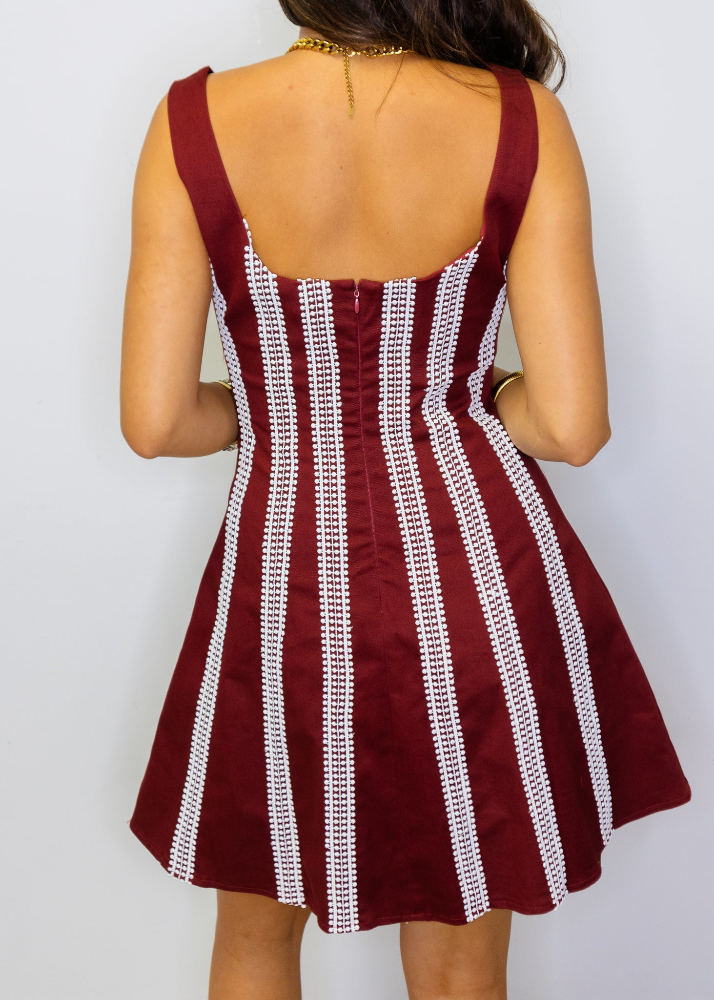 Maroon & White Stripe Dress
