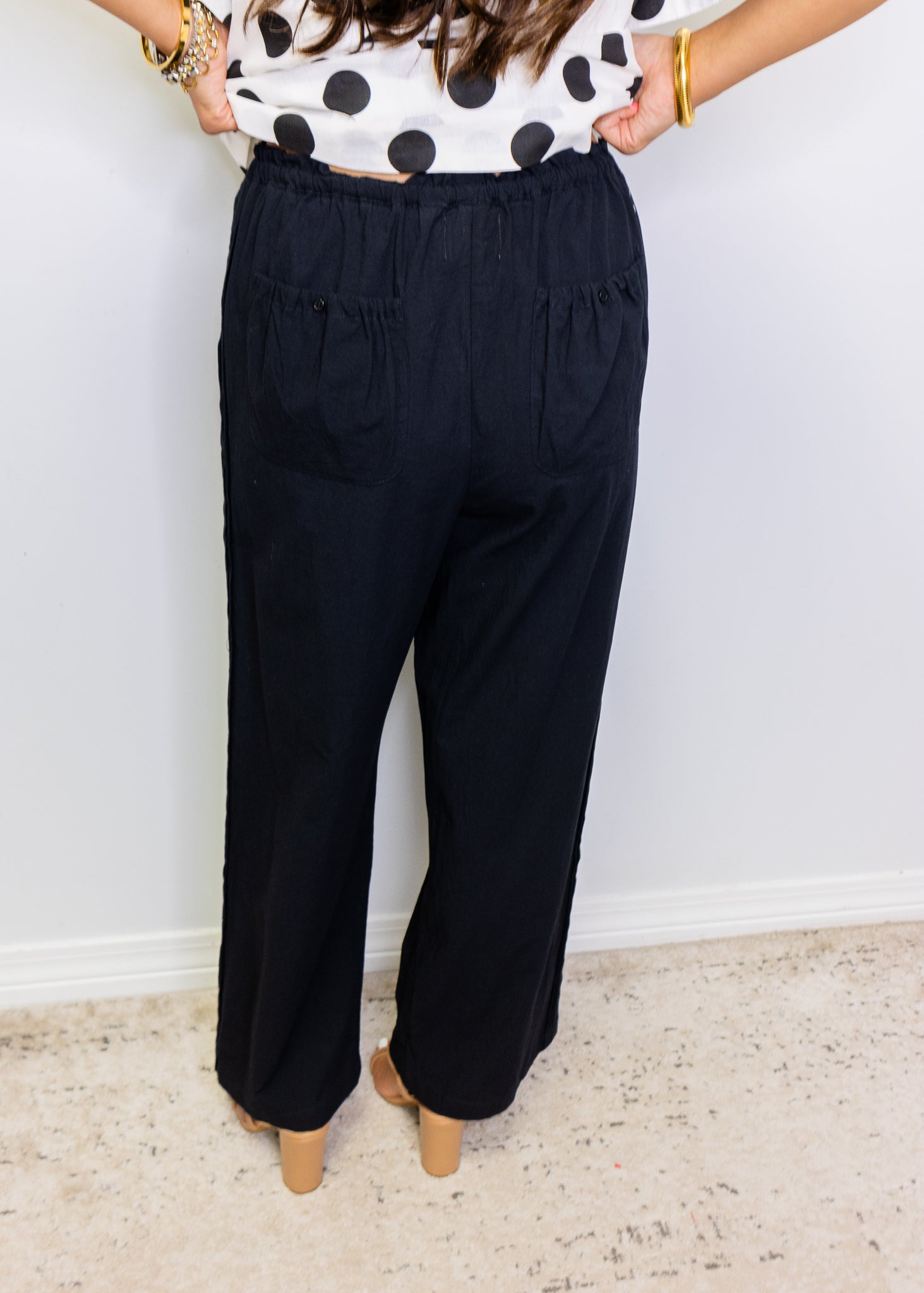 Black Pleat Detail Pants